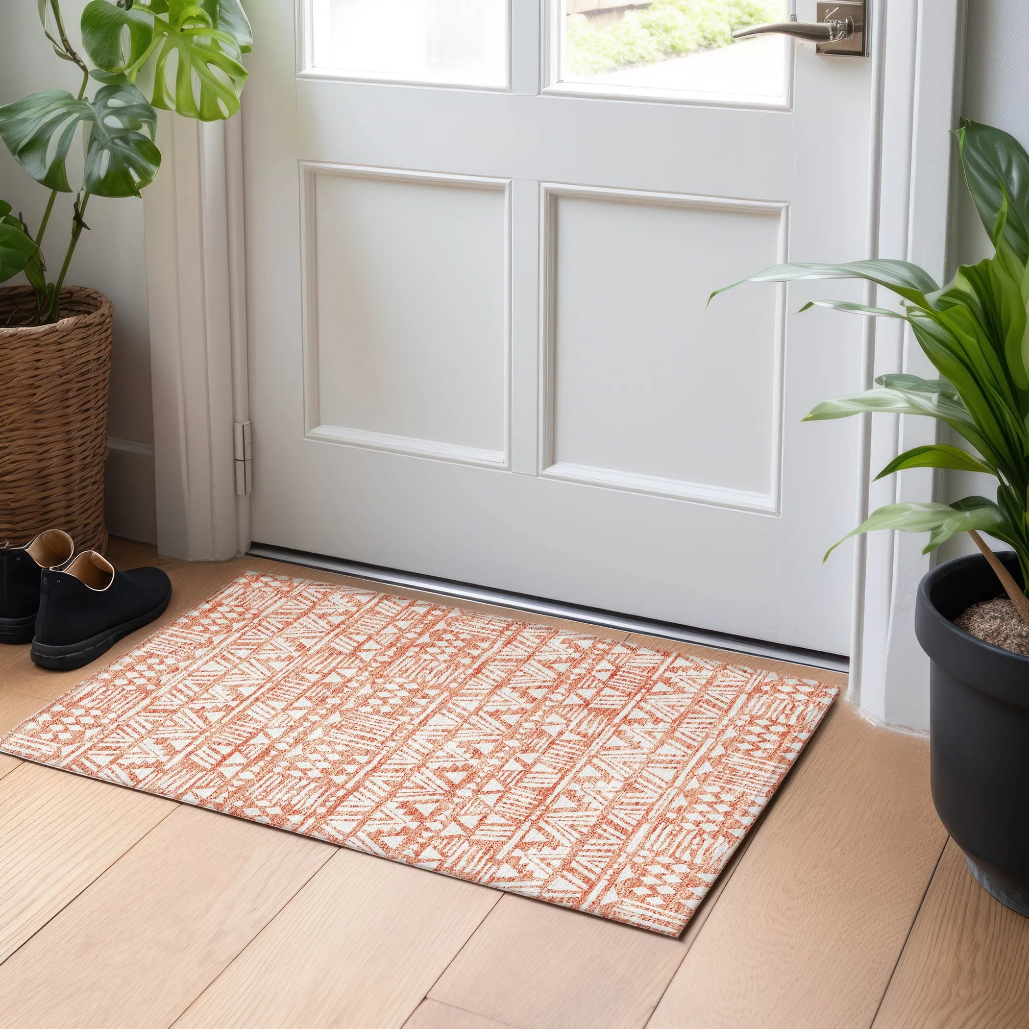 Machine Washable Indoor/ Outdoor Chantille Boho Tribal Rug