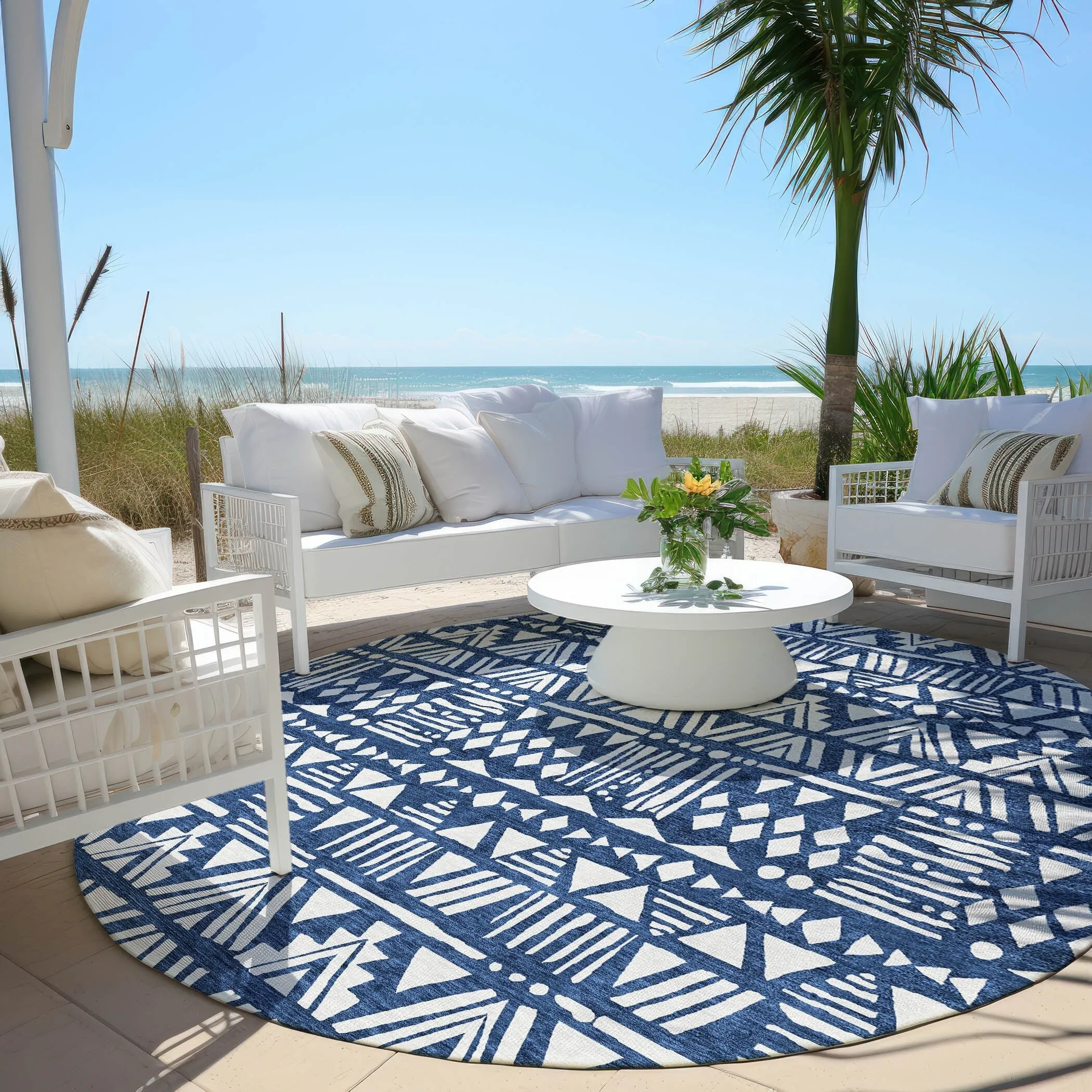 Machine Washable Indoor/ Outdoor Chantille Boho Tribal Rug