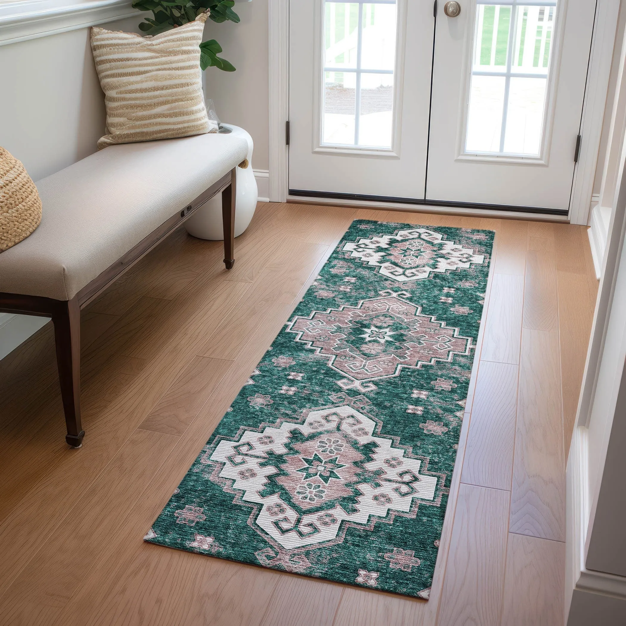 Machine Washable Indoor/ Outdoor Chantille Boho Tribal Rug
