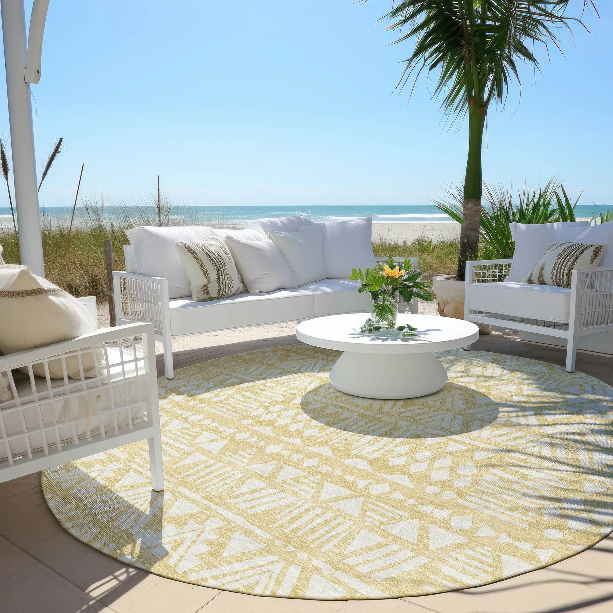 Machine Washable Indoor/ Outdoor Chantille Boho Tribal Rug