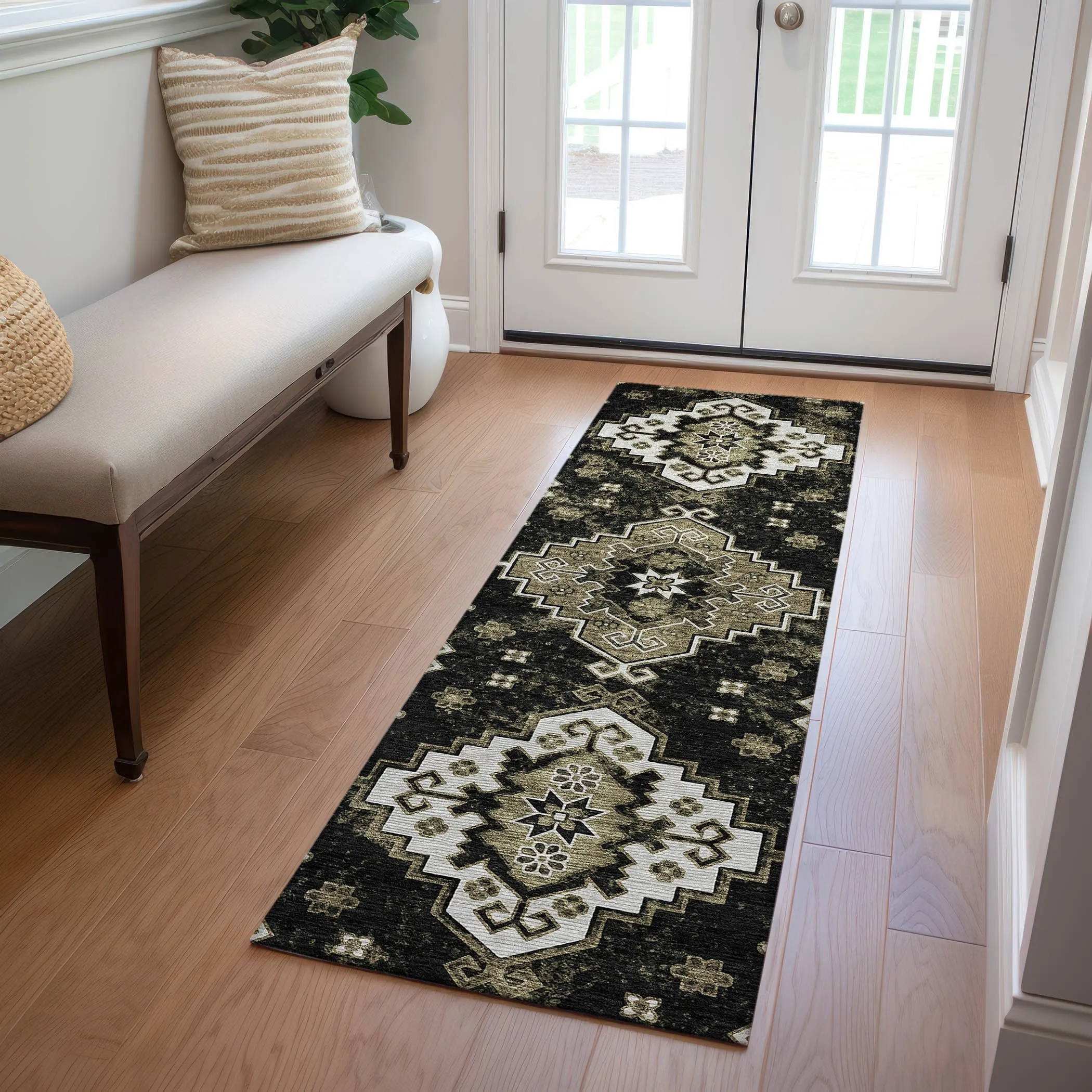 Machine Washable Indoor/ Outdoor Chantille Boho Tribal Rug