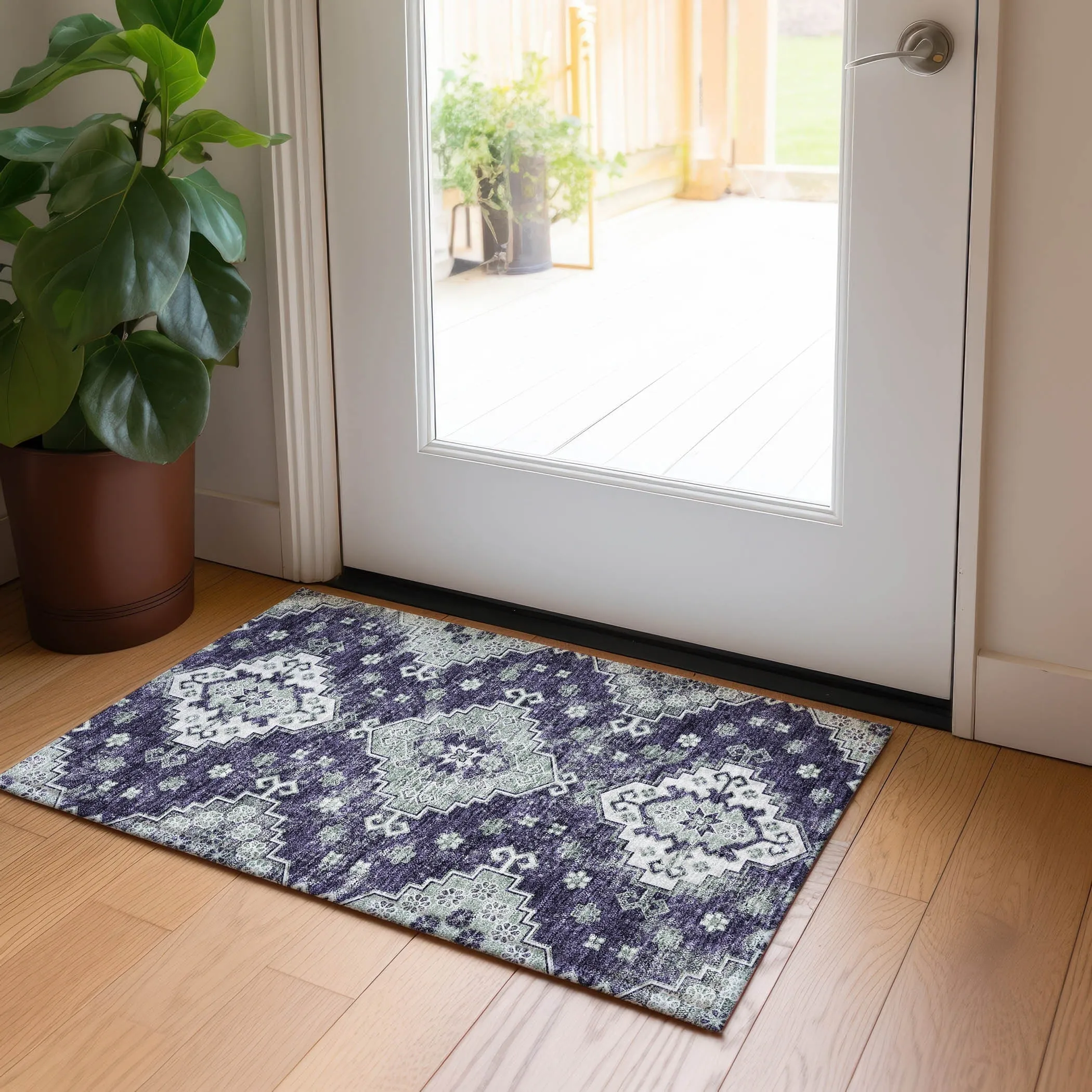 Machine Washable Indoor/ Outdoor Chantille Boho Tribal Rug