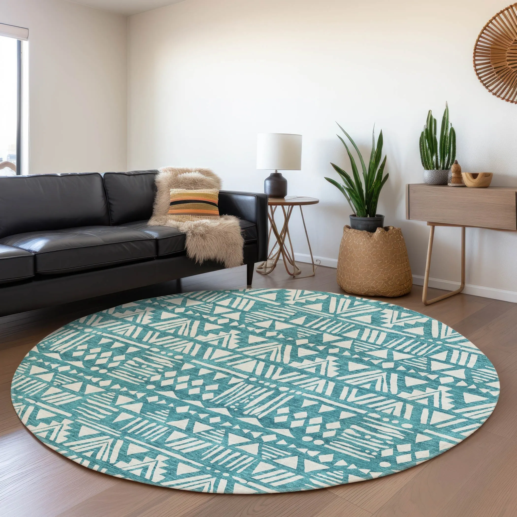 Machine Washable Indoor/ Outdoor Chantille Boho Tribal Rug