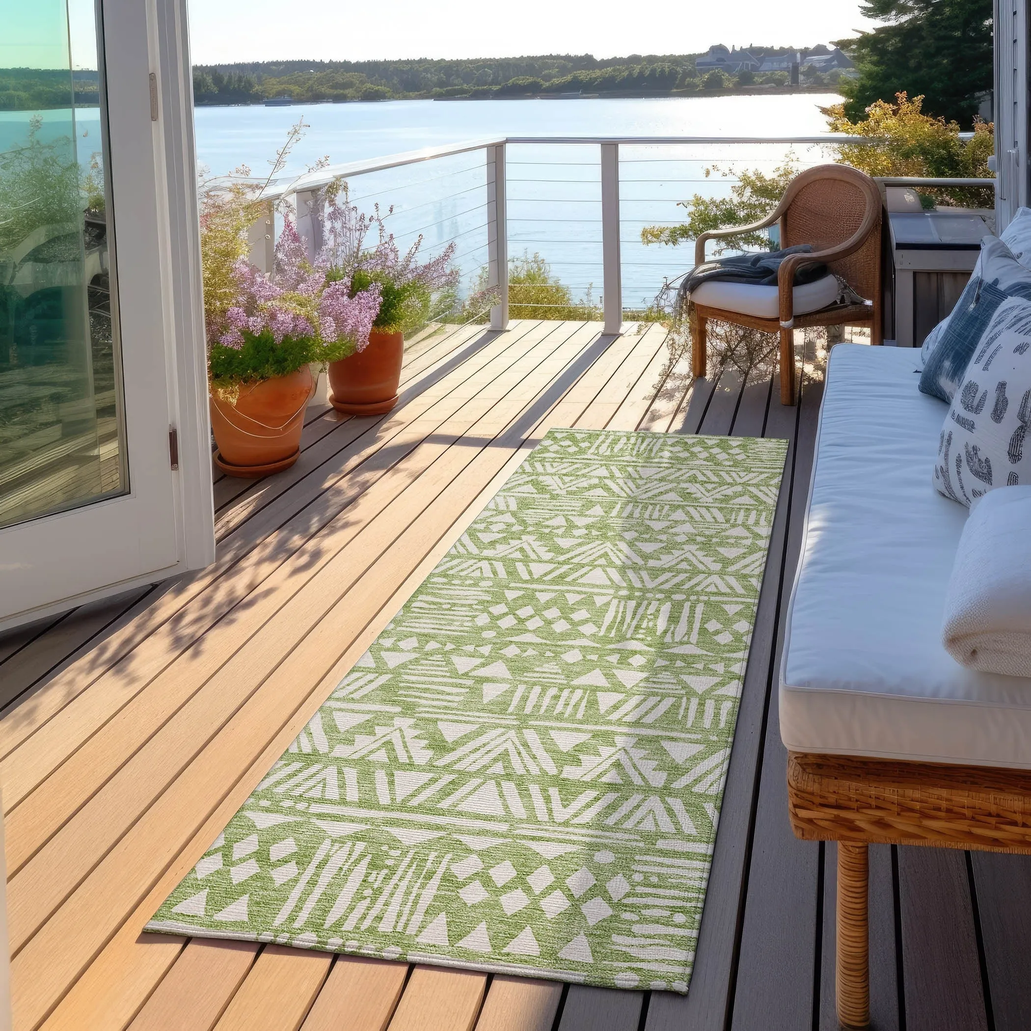 Machine Washable Indoor/ Outdoor Chantille Boho Tribal Rug