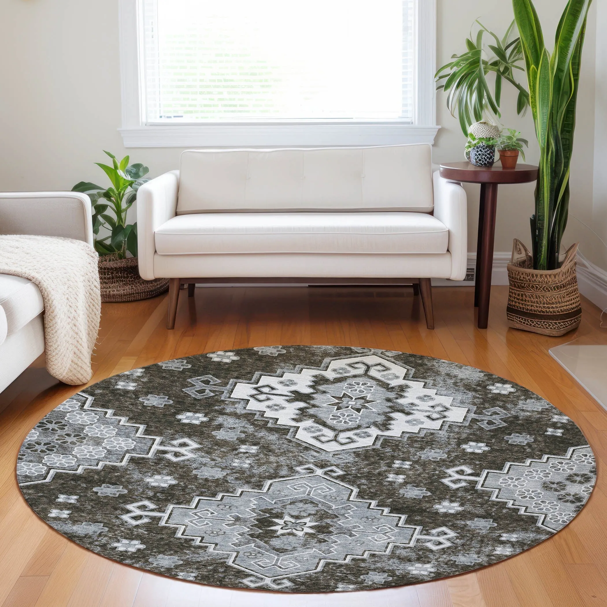 Machine Washable Indoor/ Outdoor Chantille Boho Tribal Rug