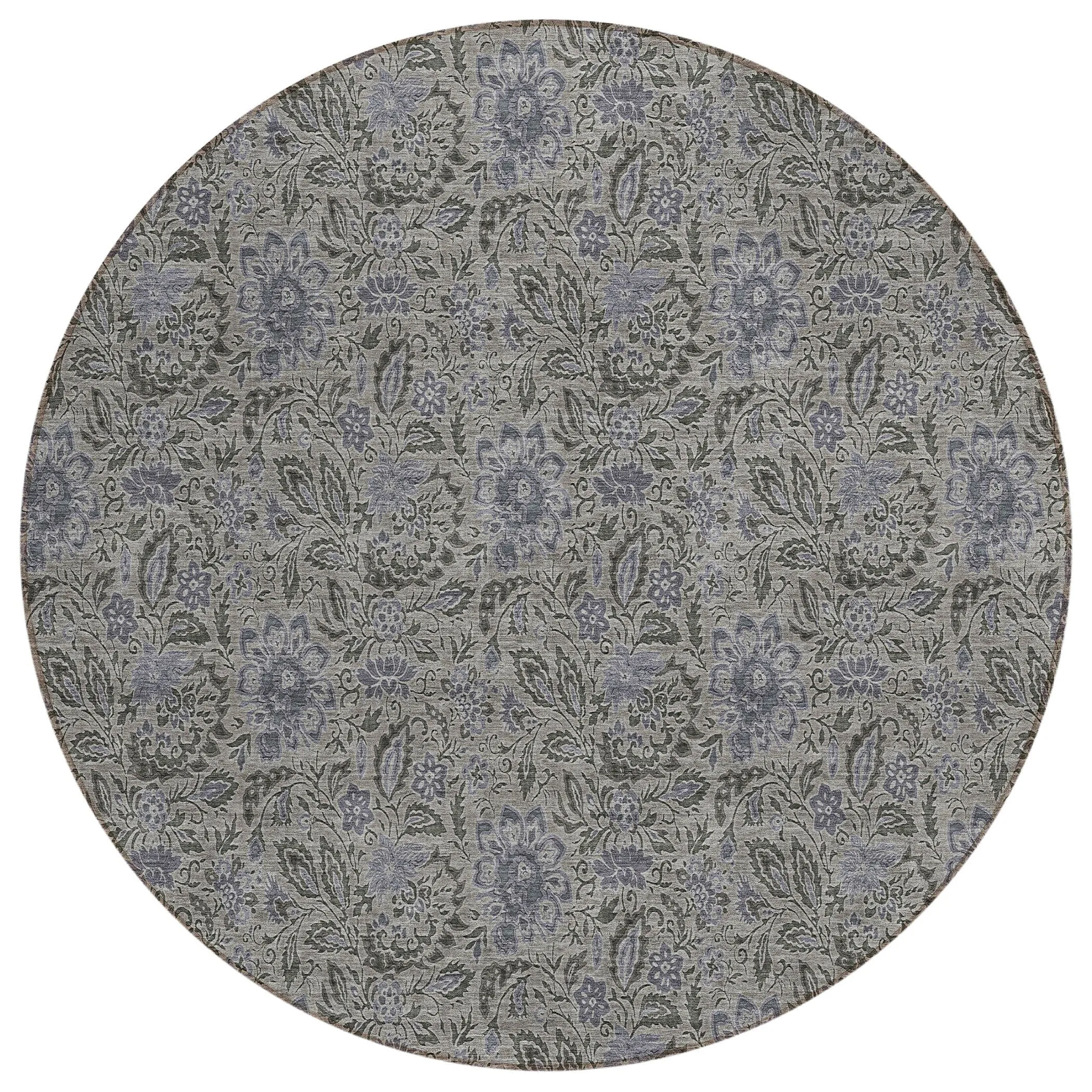 Machine Washable Indoor/ Outdoor Chantille Casual Floral Rug