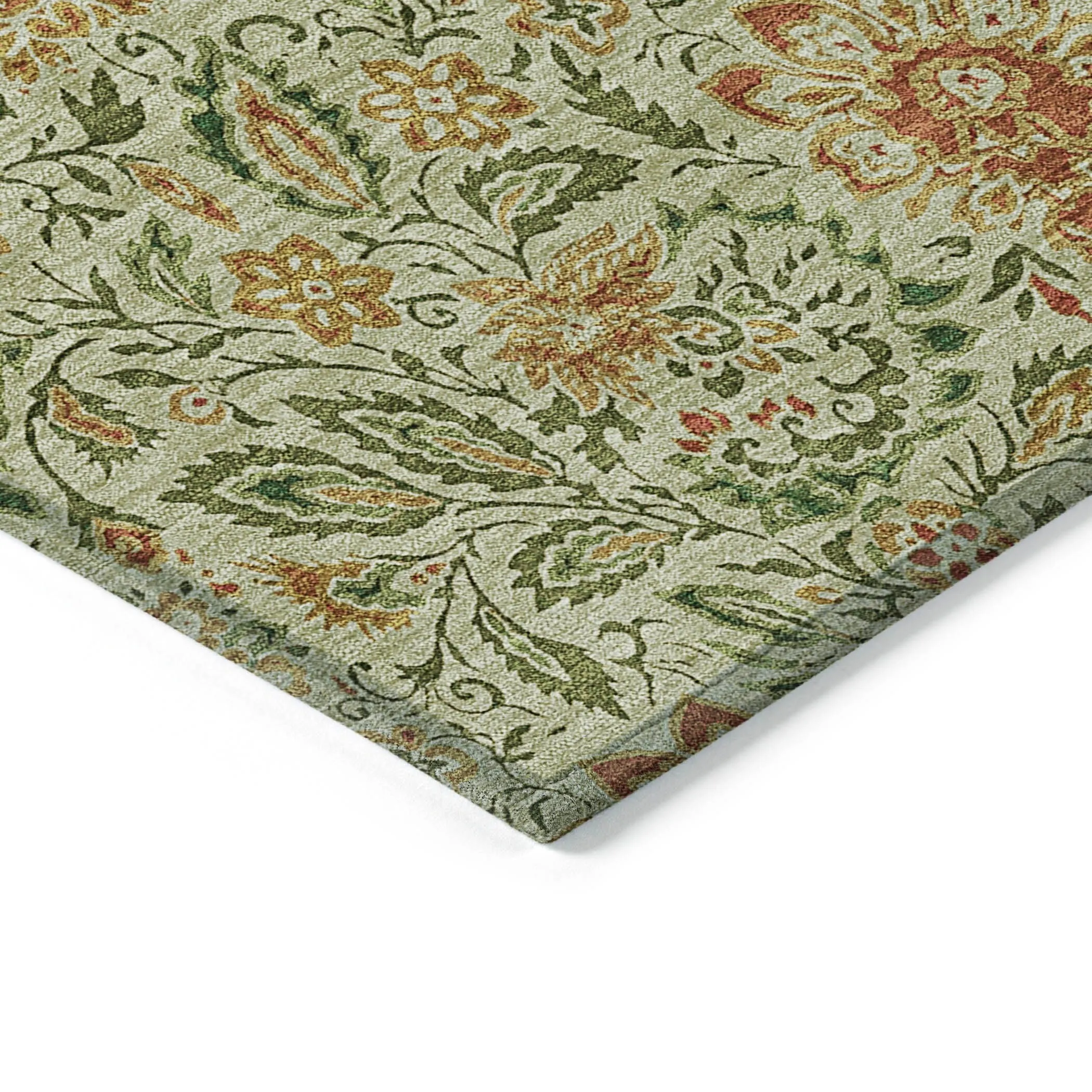 Machine Washable Indoor/ Outdoor Chantille Casual Floral Rug