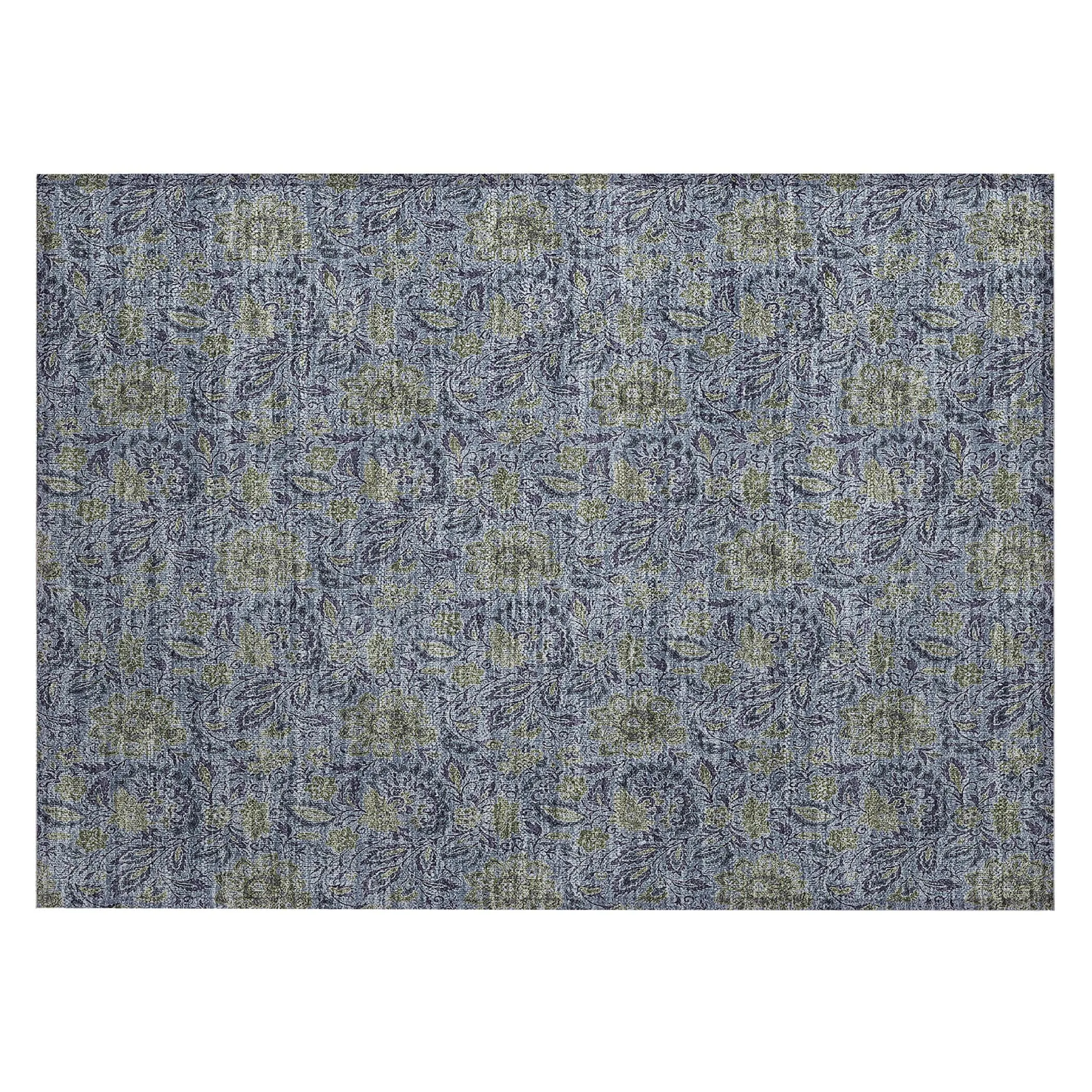 Machine Washable Indoor/ Outdoor Chantille Casual Floral Rug