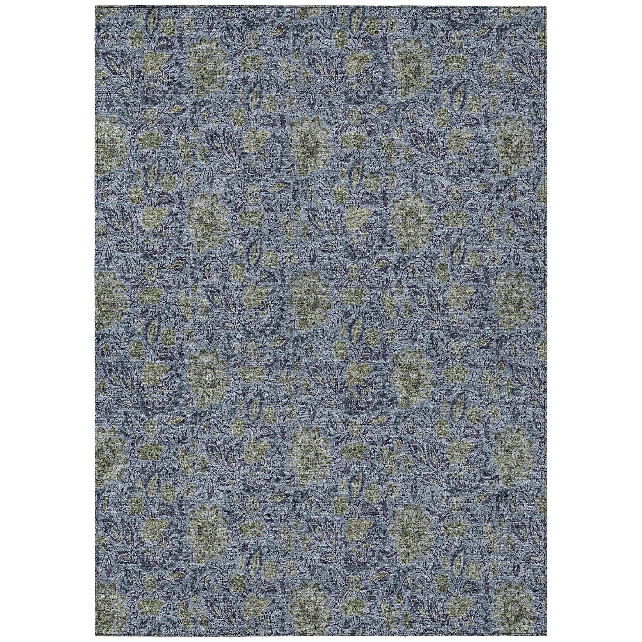 Machine Washable Indoor/ Outdoor Chantille Casual Floral Rug