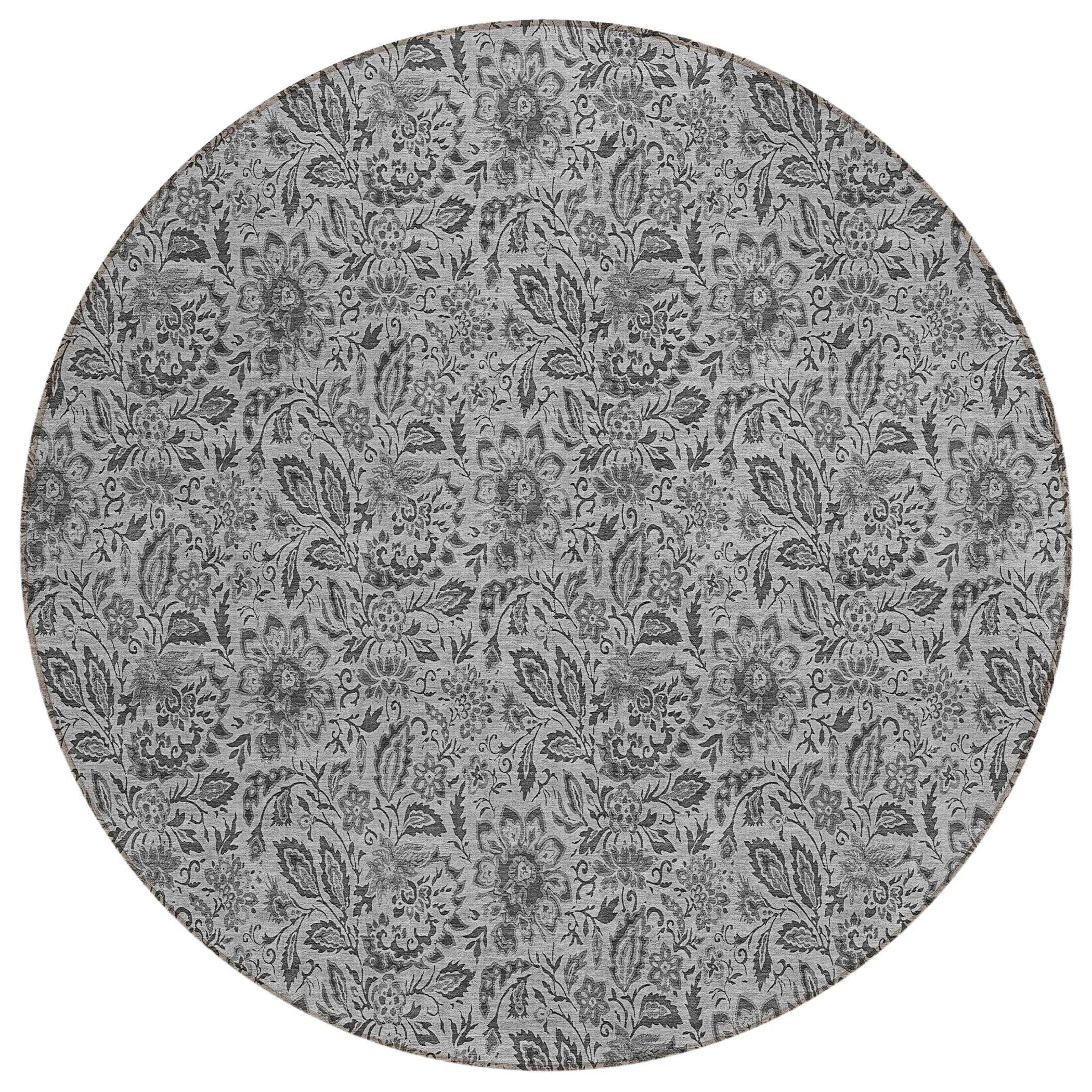 Machine Washable Indoor/ Outdoor Chantille Casual Floral Rug