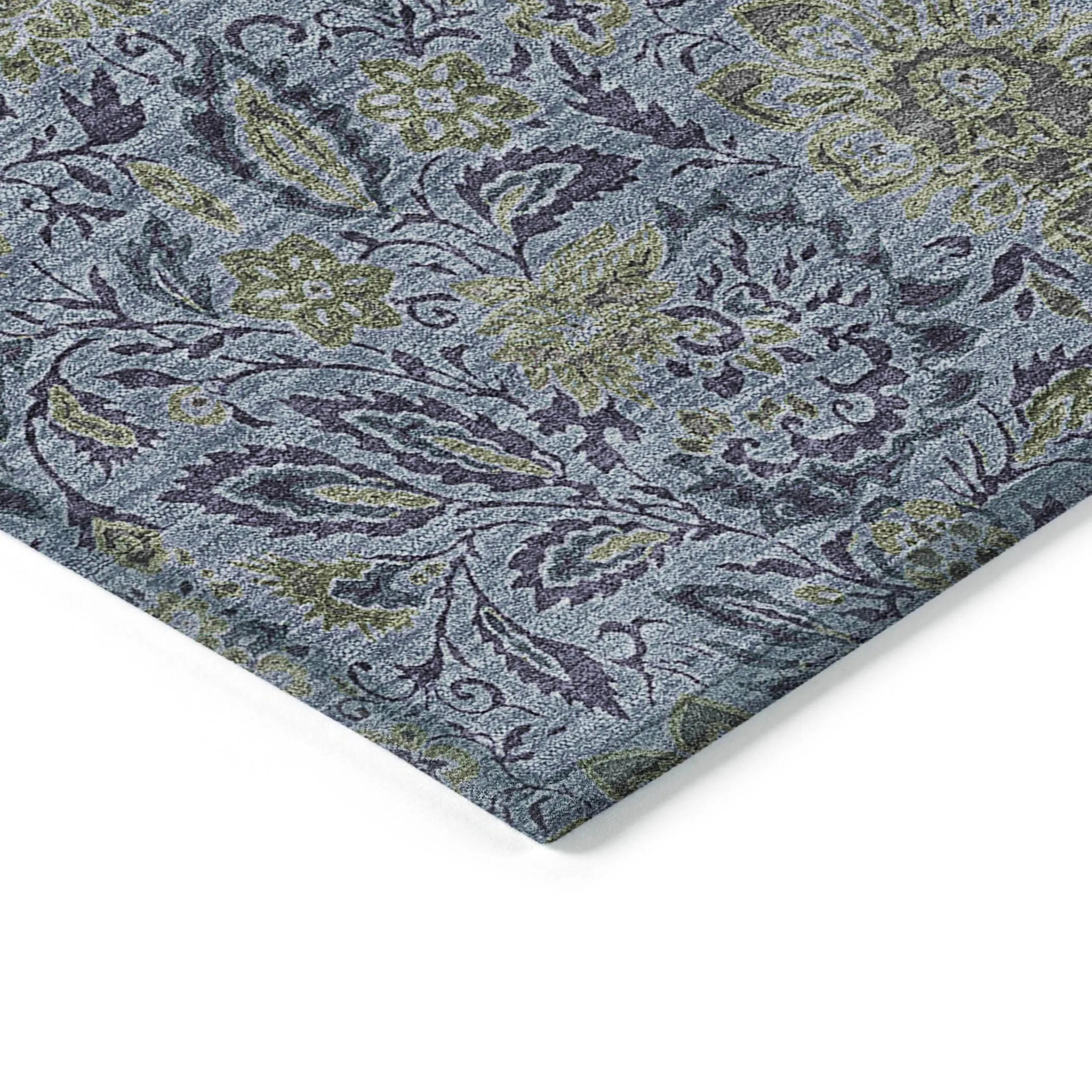 Machine Washable Indoor/ Outdoor Chantille Casual Floral Rug