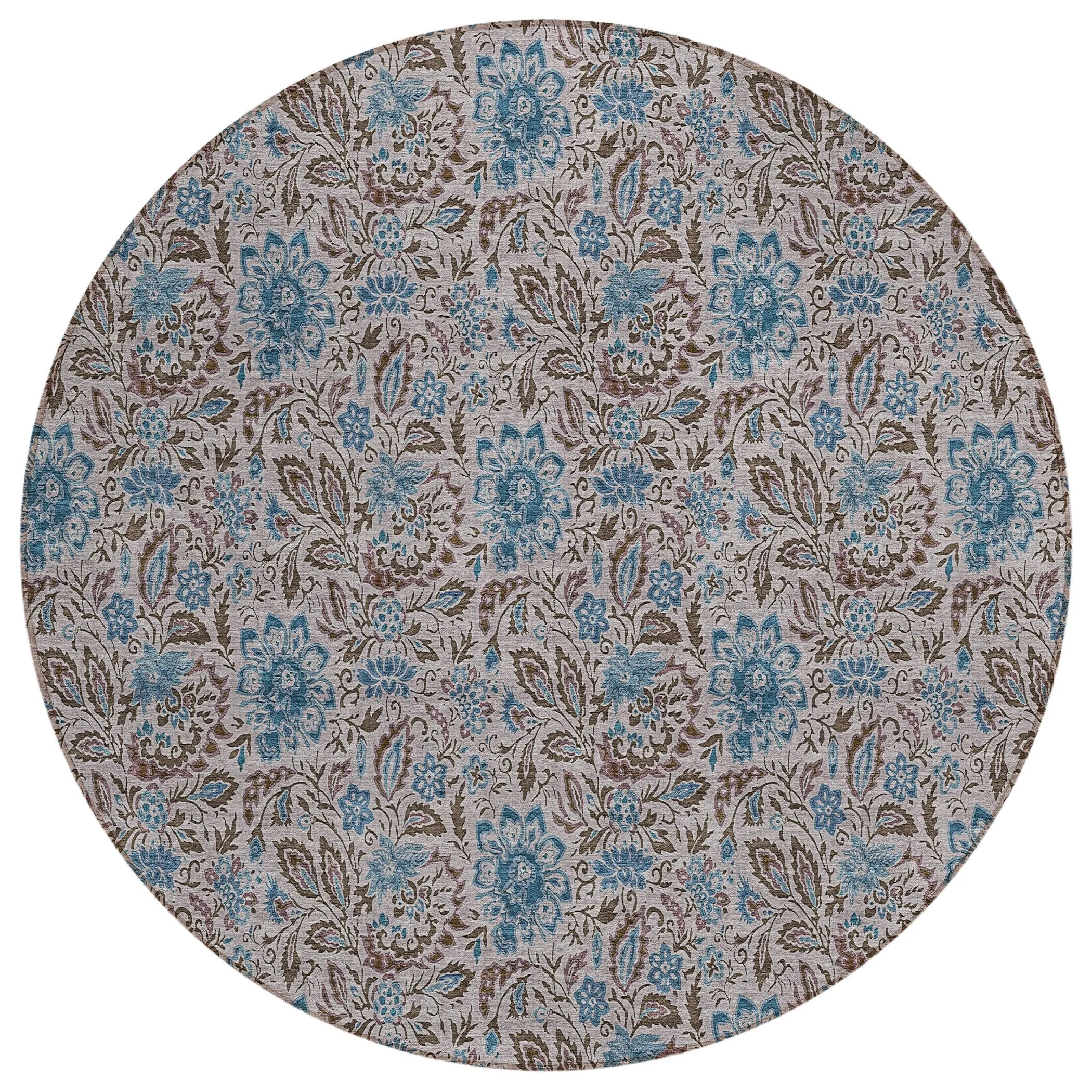 Machine Washable Indoor/ Outdoor Chantille Casual Floral Rug