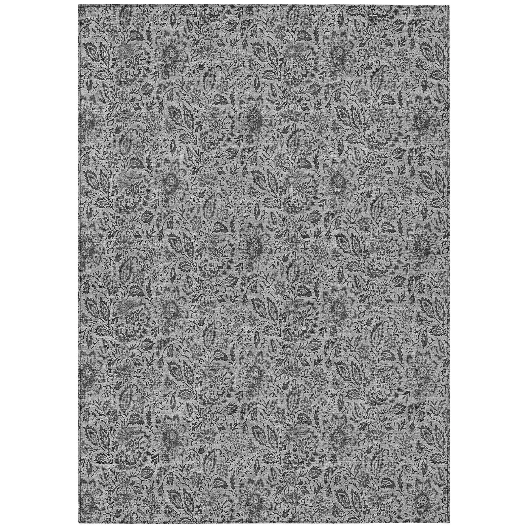 Machine Washable Indoor/ Outdoor Chantille Casual Floral Rug