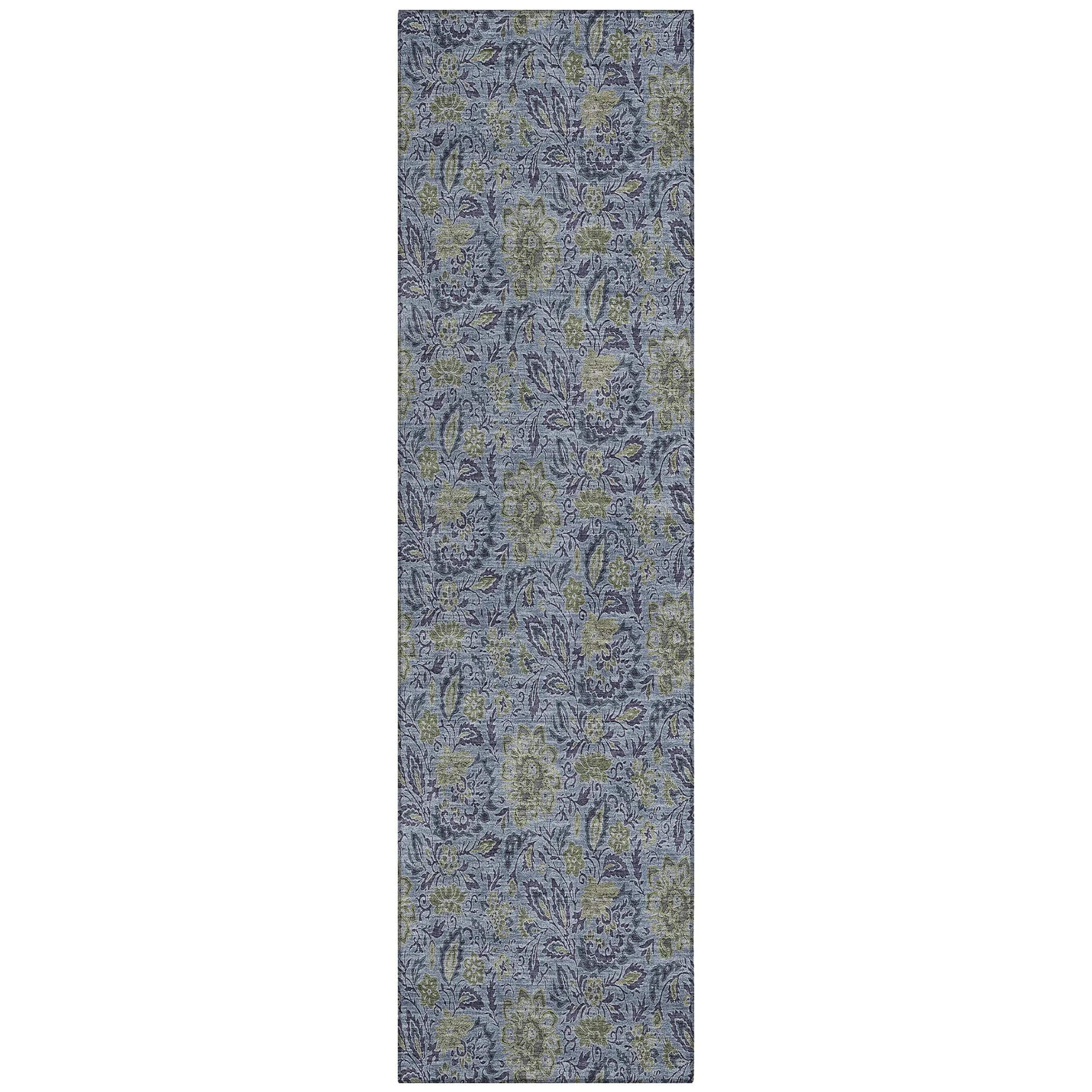 Machine Washable Indoor/ Outdoor Chantille Casual Floral Rug