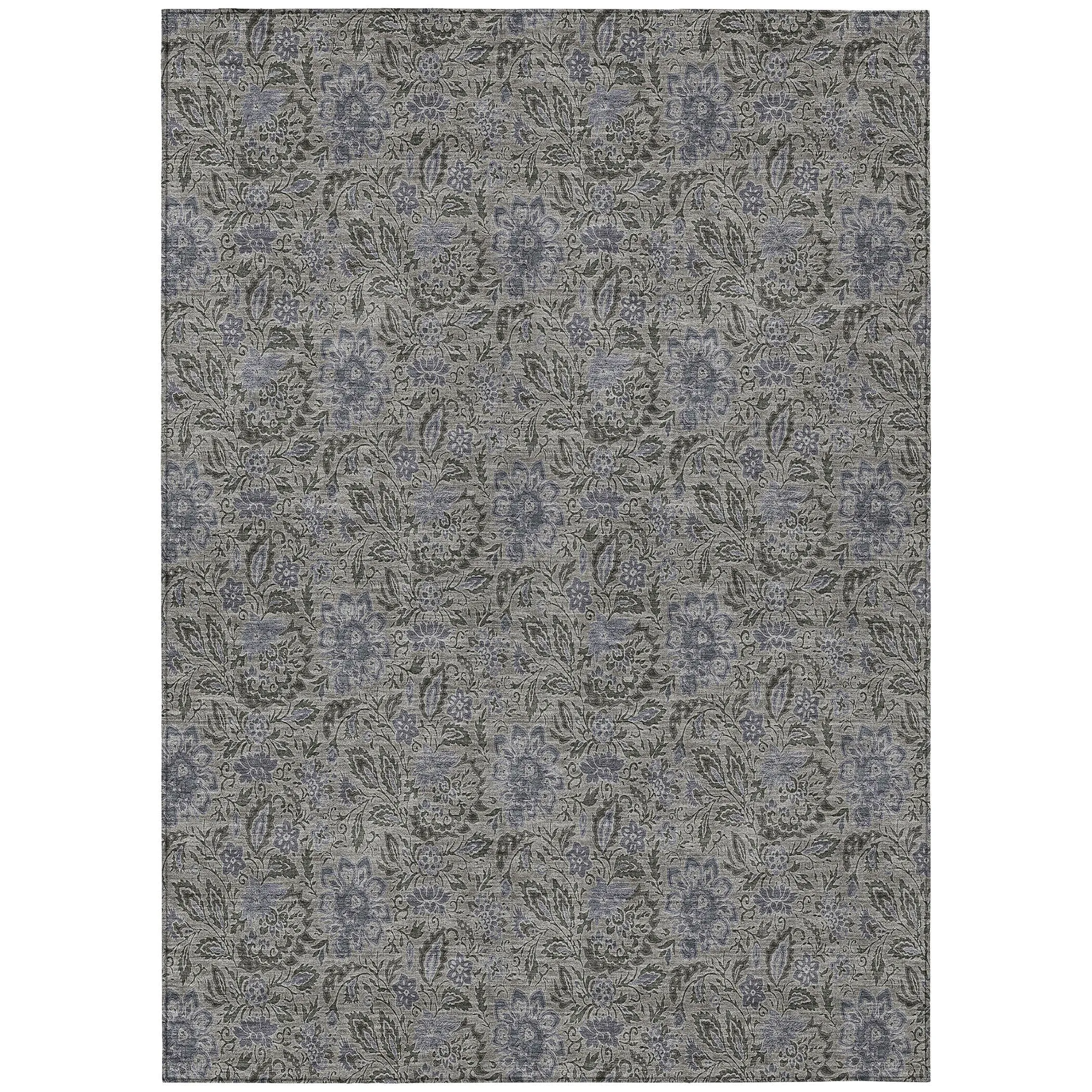 Machine Washable Indoor/ Outdoor Chantille Casual Floral Rug