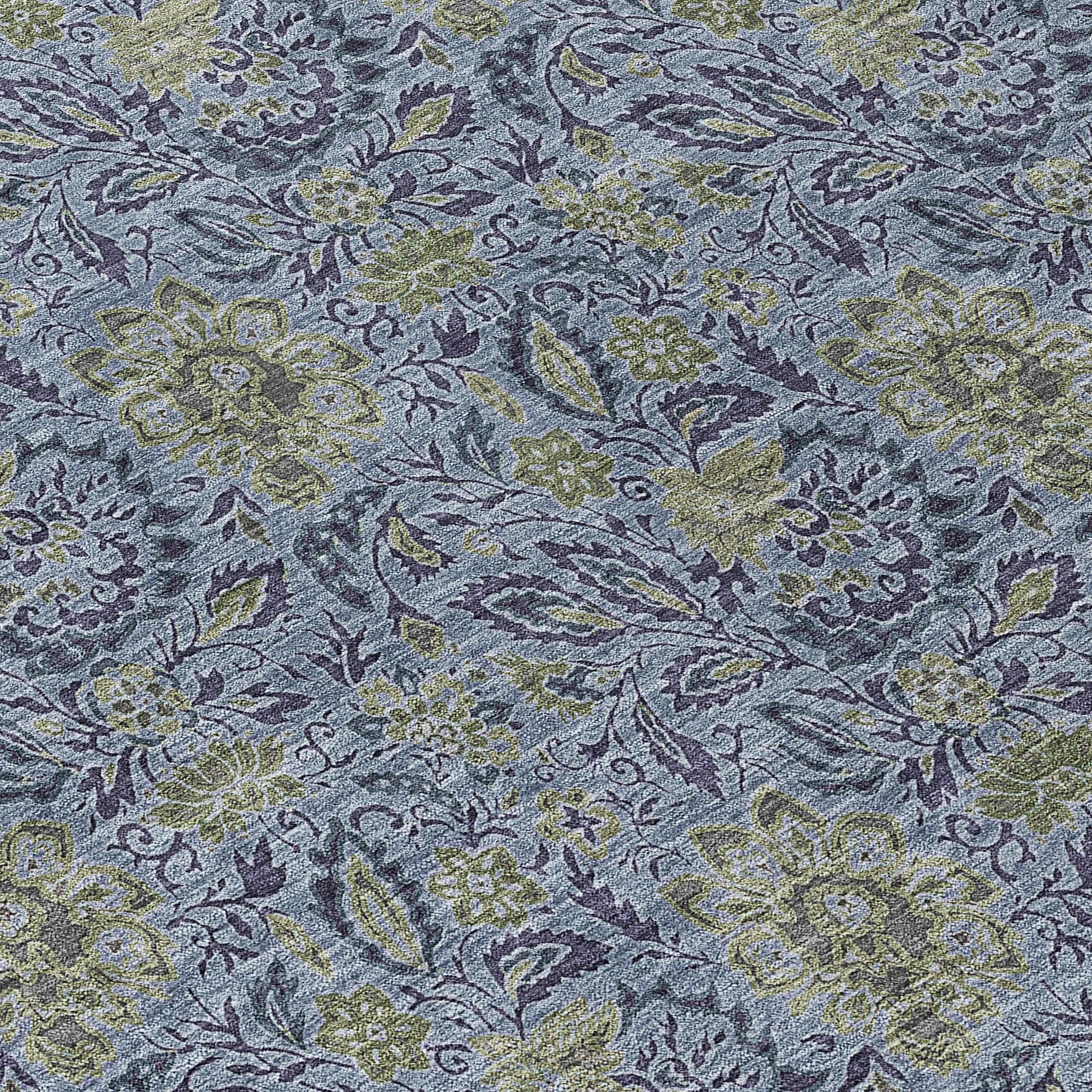 Machine Washable Indoor/ Outdoor Chantille Casual Floral Rug