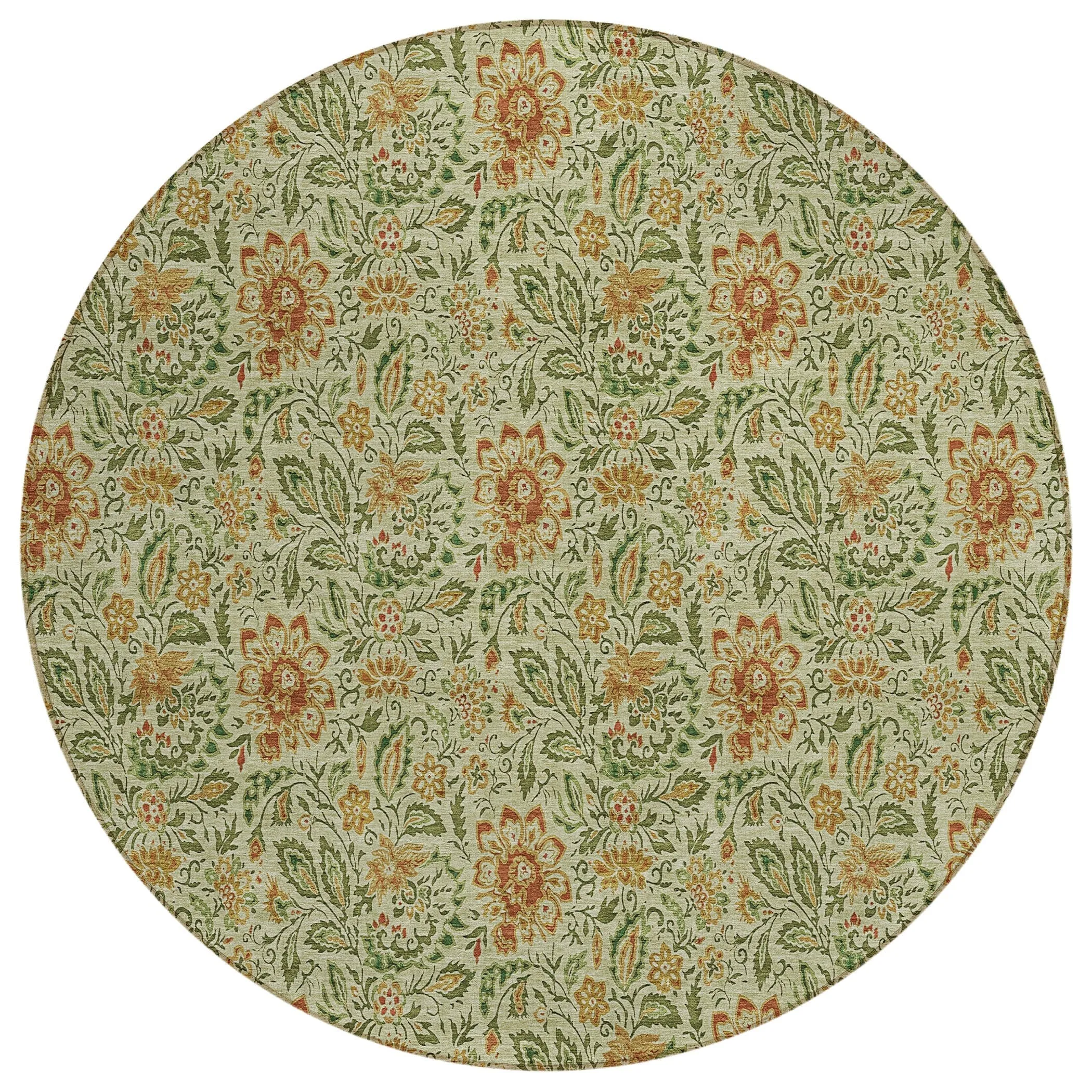 Machine Washable Indoor/ Outdoor Chantille Casual Floral Rug