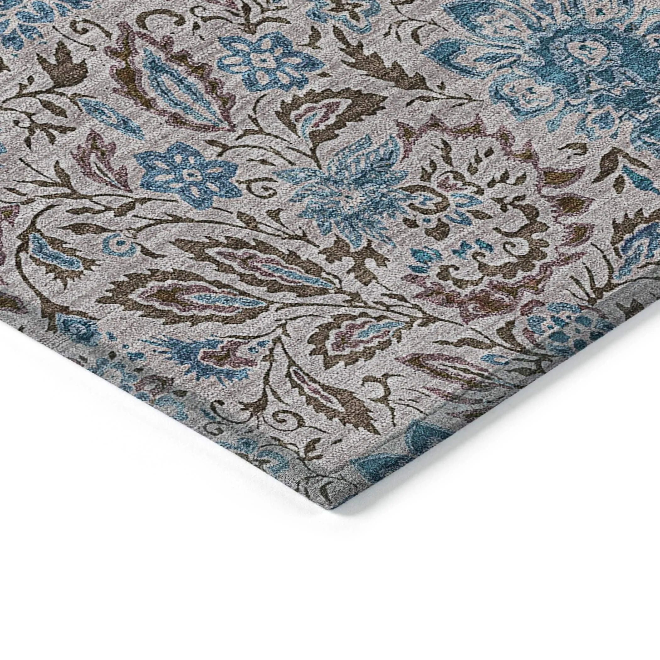 Machine Washable Indoor/ Outdoor Chantille Casual Floral Rug