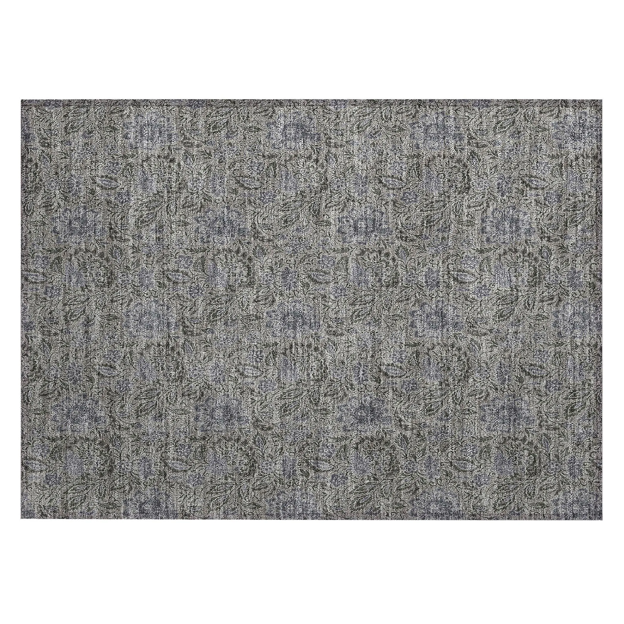 Machine Washable Indoor/ Outdoor Chantille Casual Floral Rug