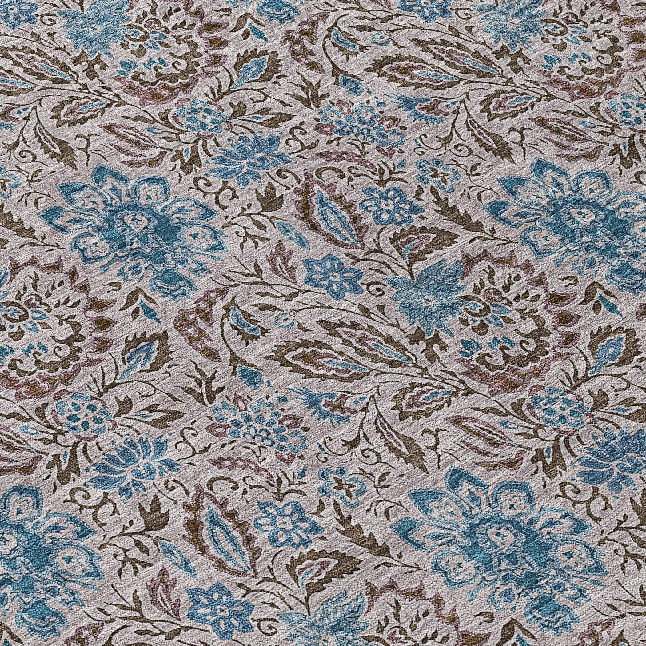 Machine Washable Indoor/ Outdoor Chantille Casual Floral Rug
