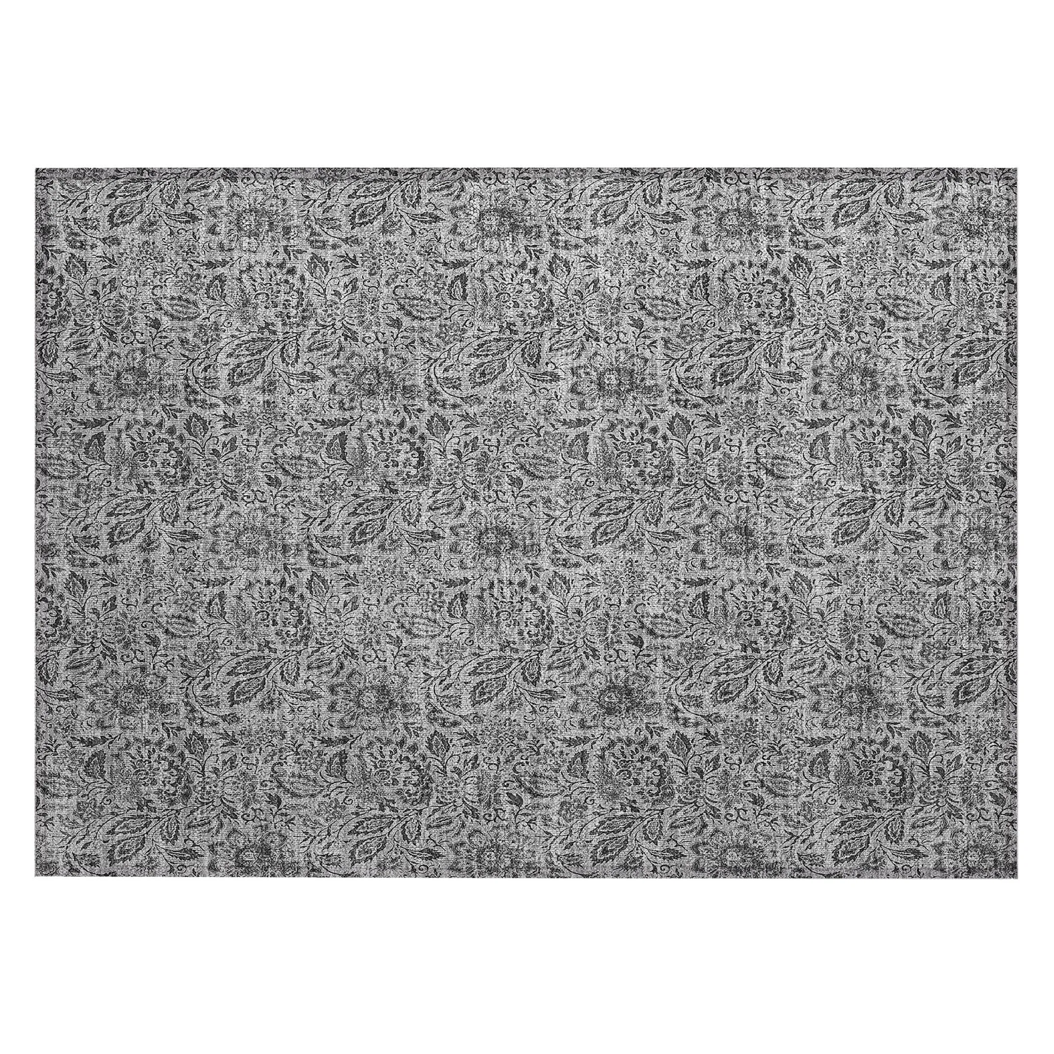 Machine Washable Indoor/ Outdoor Chantille Casual Floral Rug
