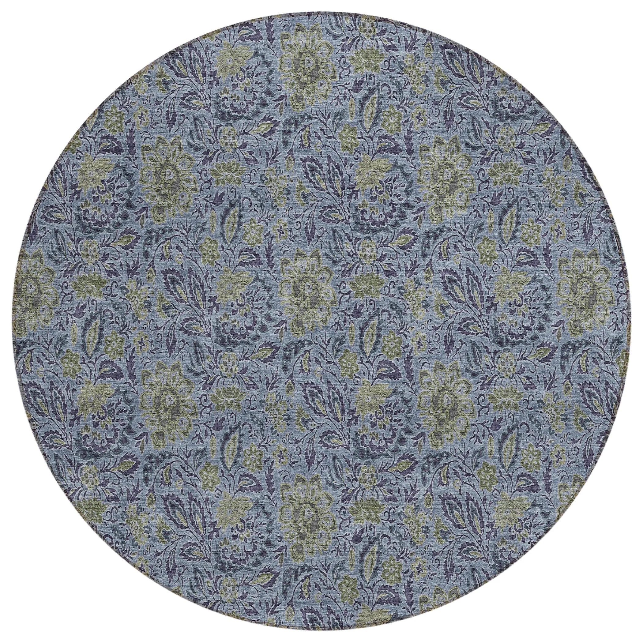 Machine Washable Indoor/ Outdoor Chantille Casual Floral Rug