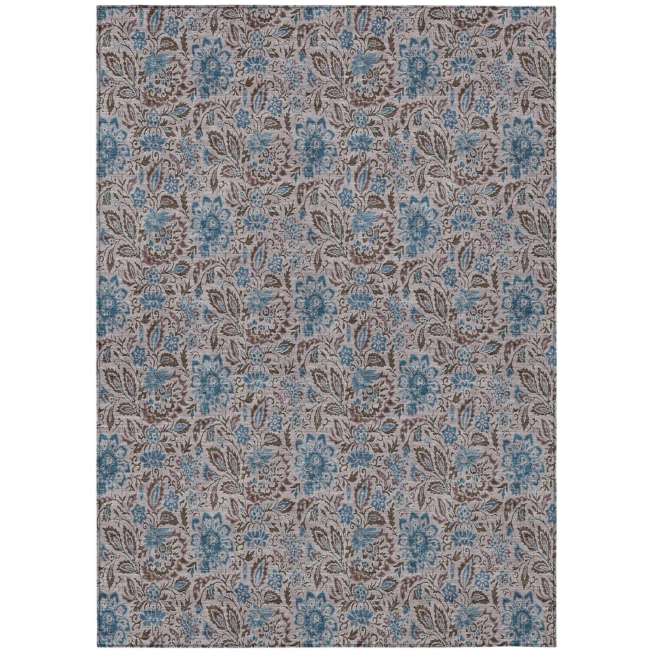Machine Washable Indoor/ Outdoor Chantille Casual Floral Rug