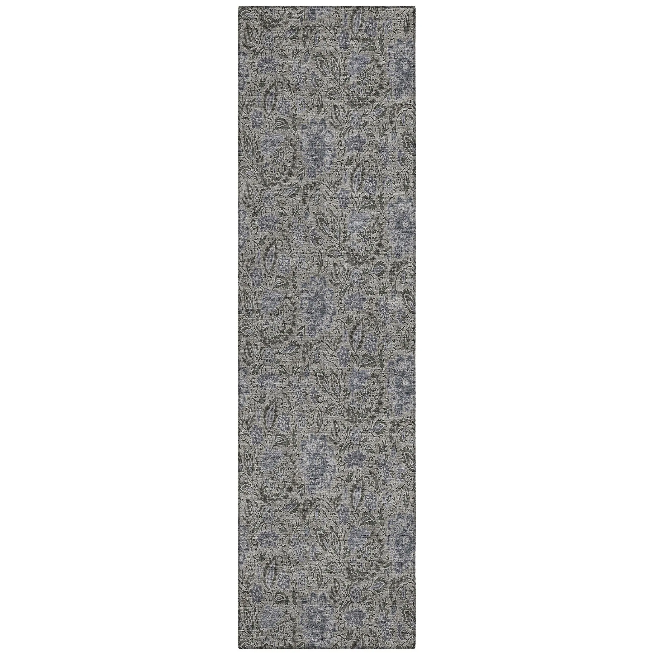 Machine Washable Indoor/ Outdoor Chantille Casual Floral Rug