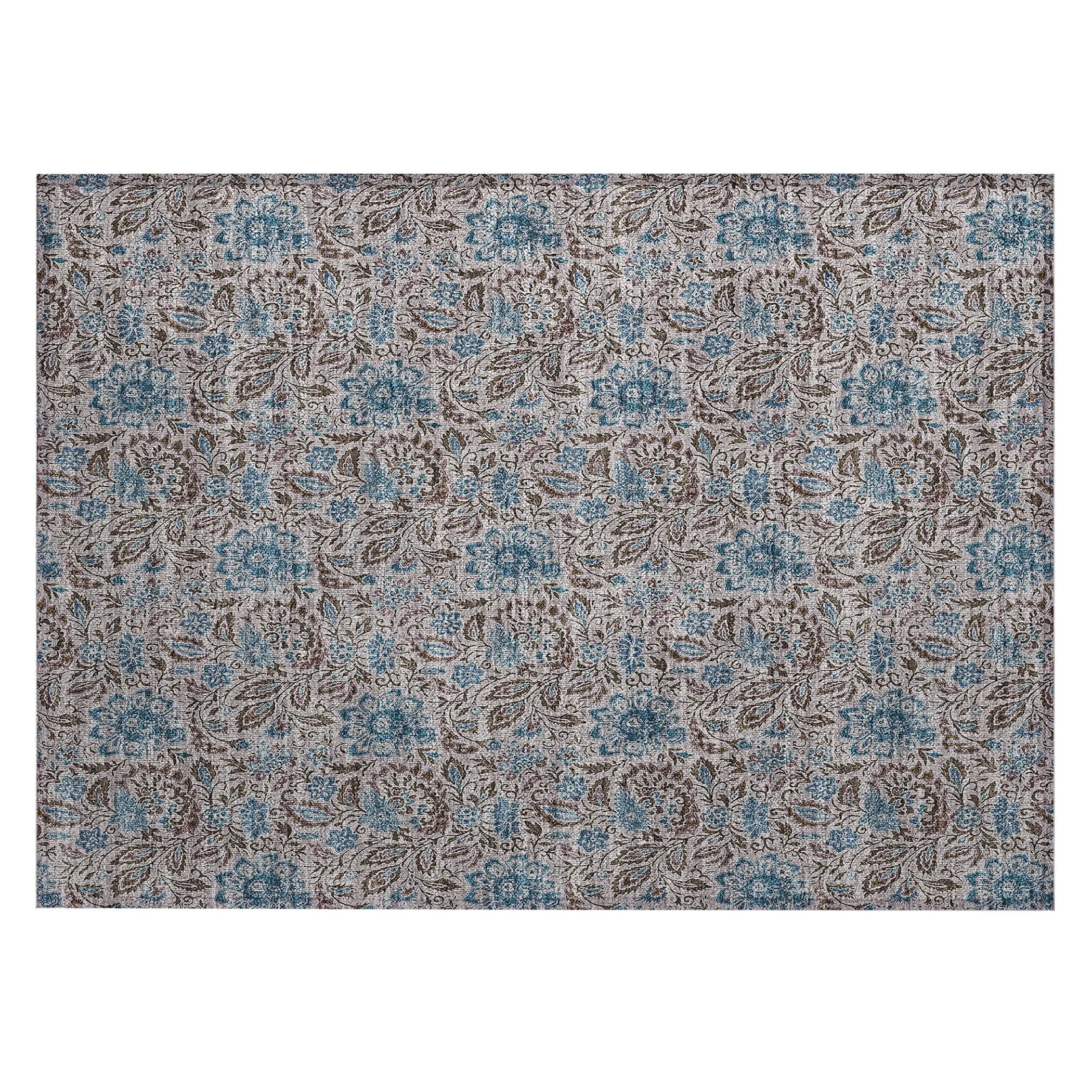 Machine Washable Indoor/ Outdoor Chantille Casual Floral Rug