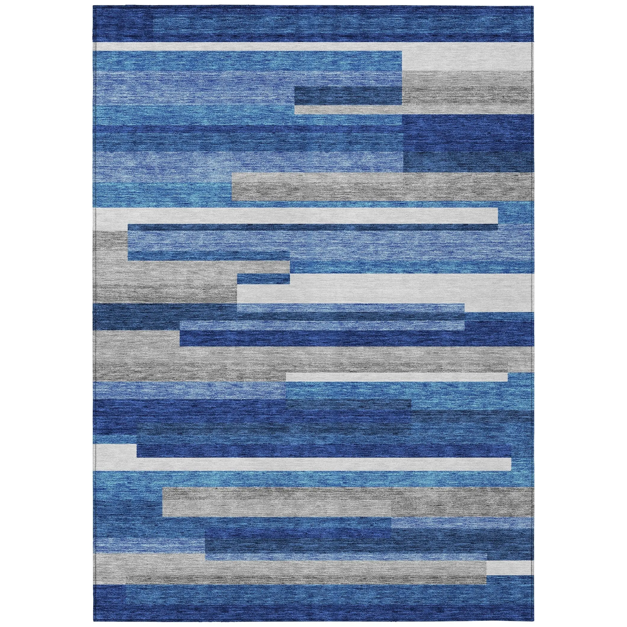 Machine Washable Indoor/ Outdoor Chantille Contempory Stripe Rug