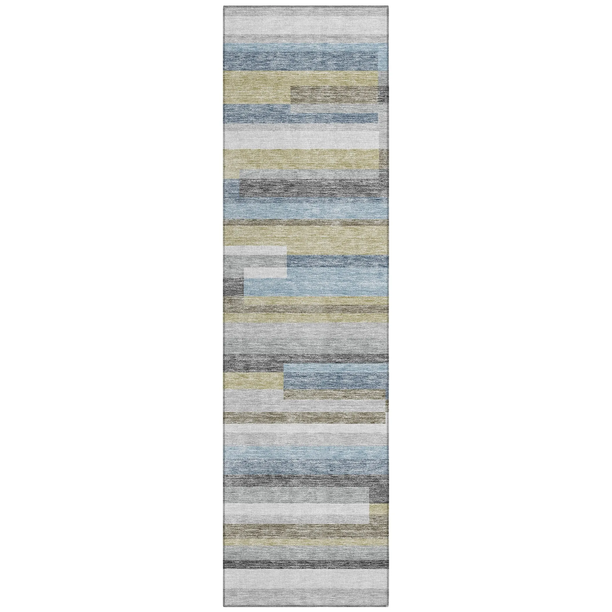 Machine Washable Indoor/ Outdoor Chantille Contempory Stripe Rug