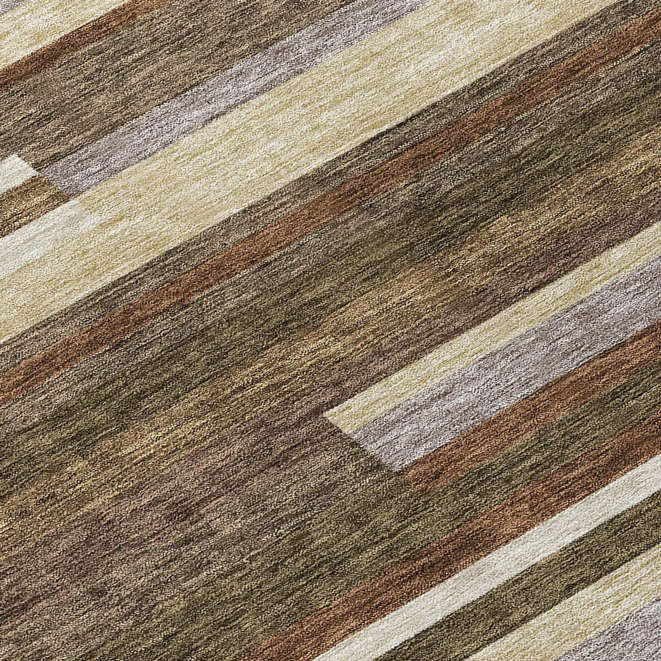 Machine Washable Indoor/ Outdoor Chantille Contempory Stripe Rug