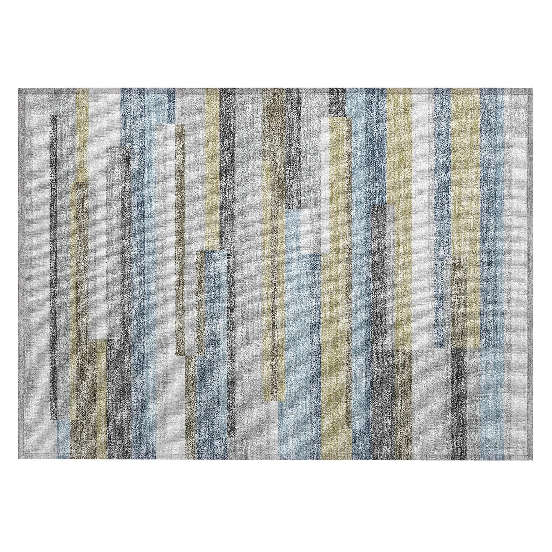 Machine Washable Indoor/ Outdoor Chantille Contempory Stripe Rug
