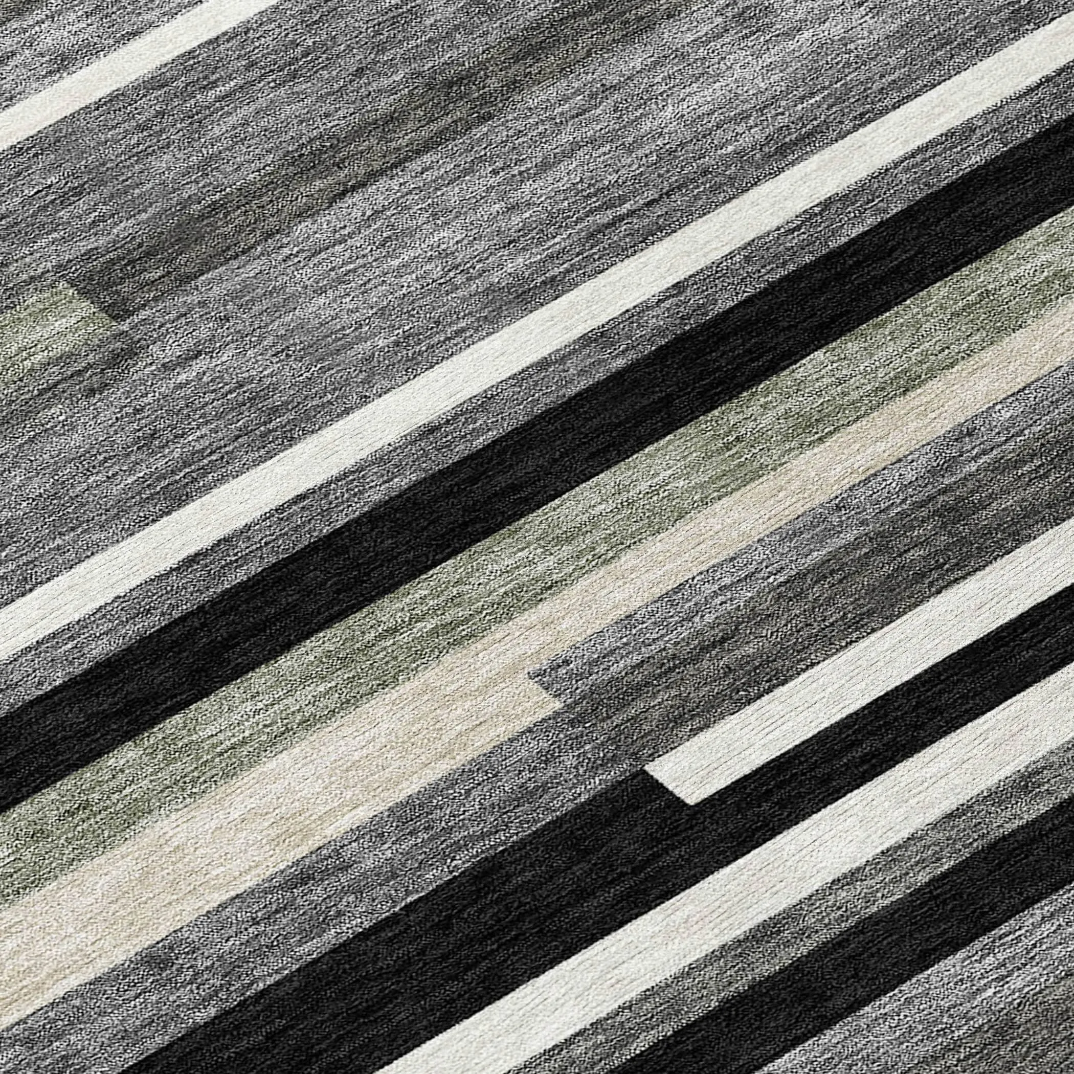 Machine Washable Indoor/ Outdoor Chantille Contempory Stripe Rug