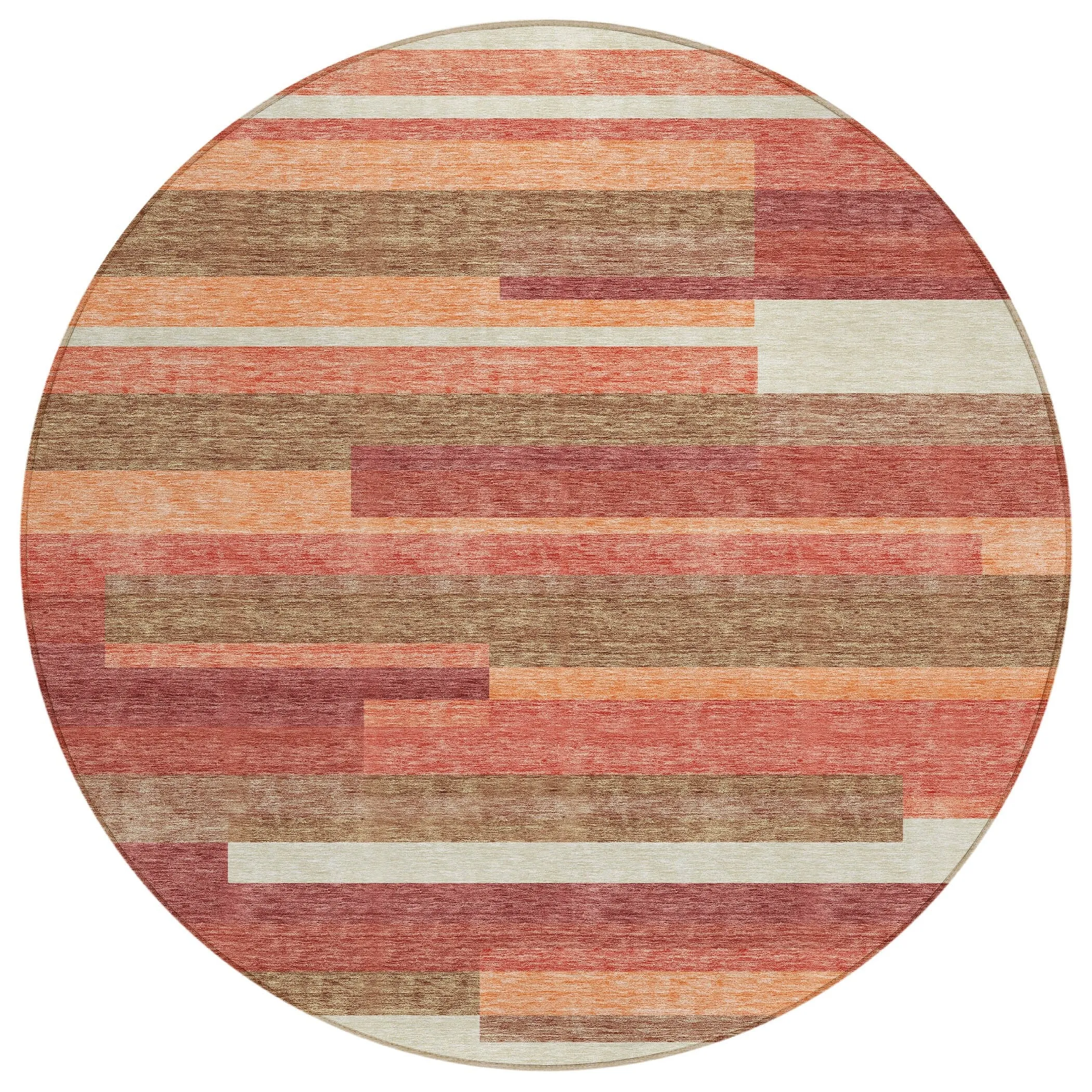 Machine Washable Indoor/ Outdoor Chantille Contempory Stripe Rug