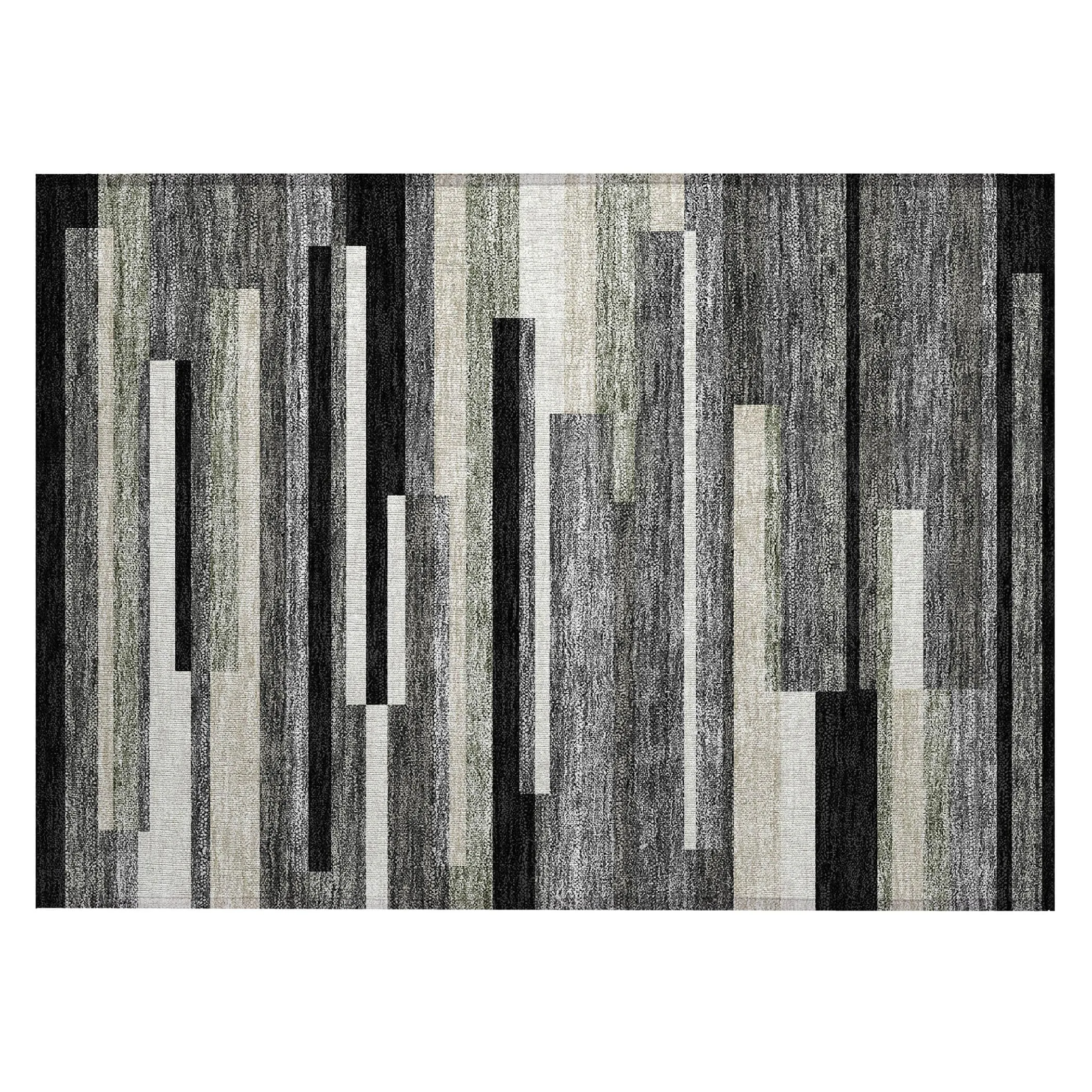 Machine Washable Indoor/ Outdoor Chantille Contempory Stripe Rug