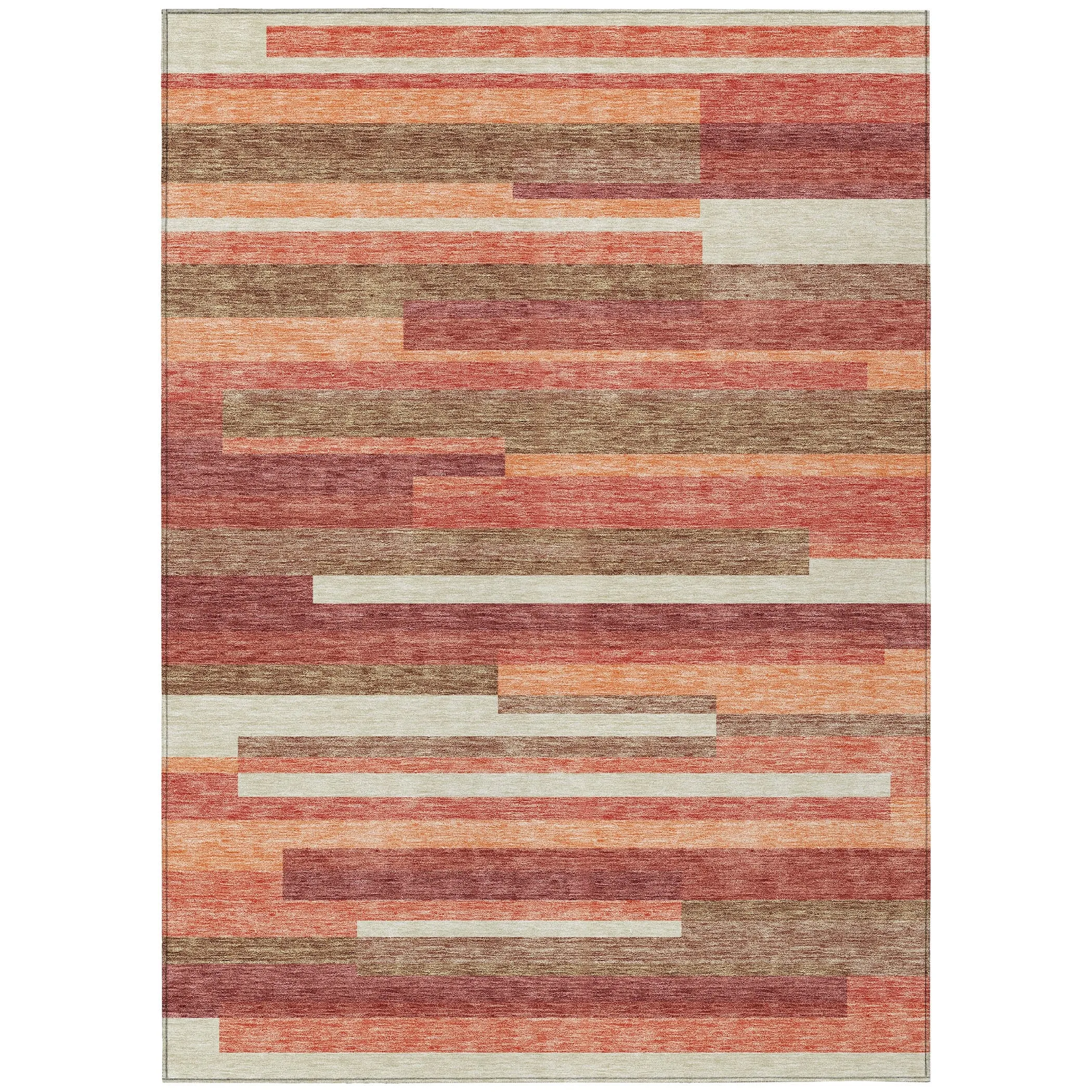 Machine Washable Indoor/ Outdoor Chantille Contempory Stripe Rug