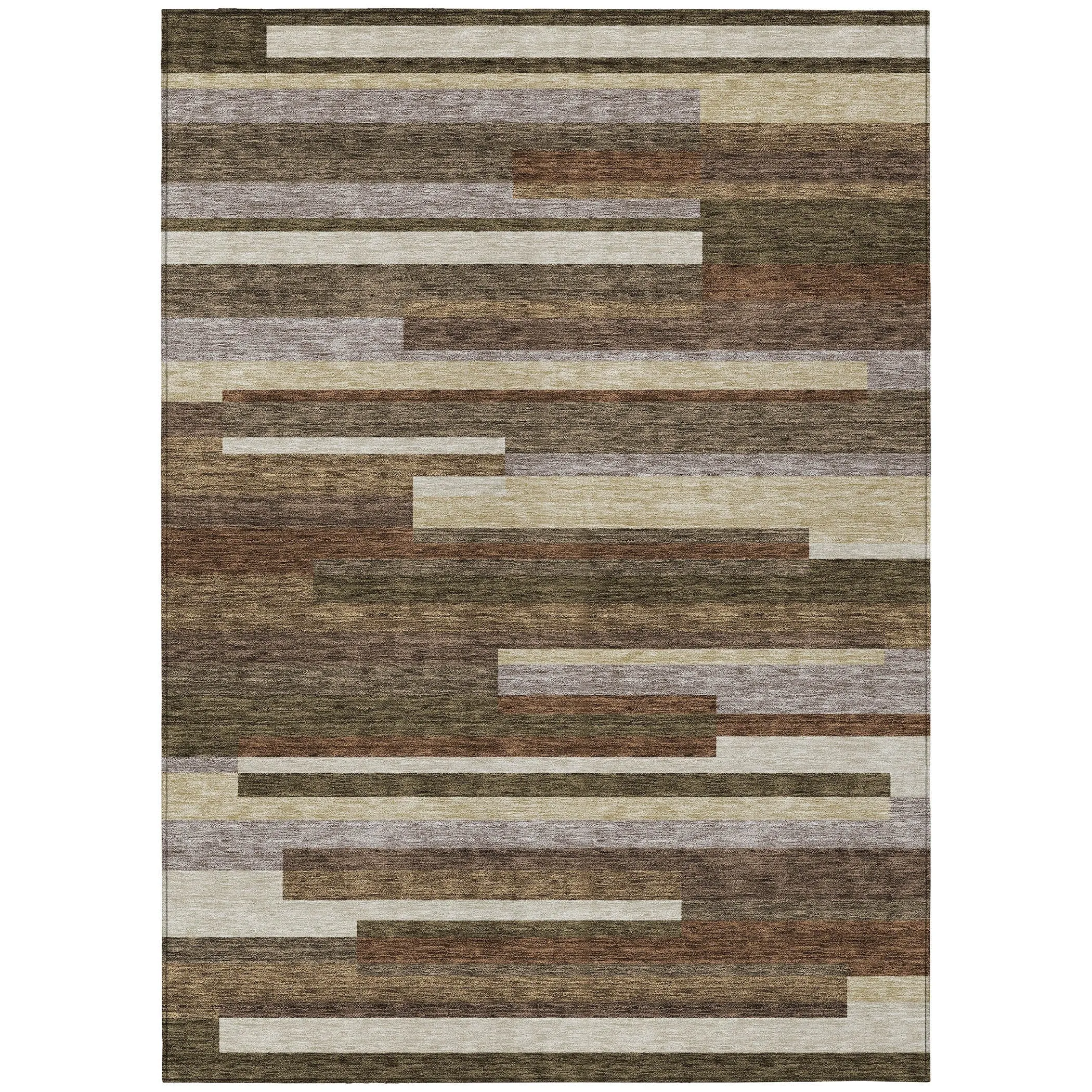 Machine Washable Indoor/ Outdoor Chantille Contempory Stripe Rug