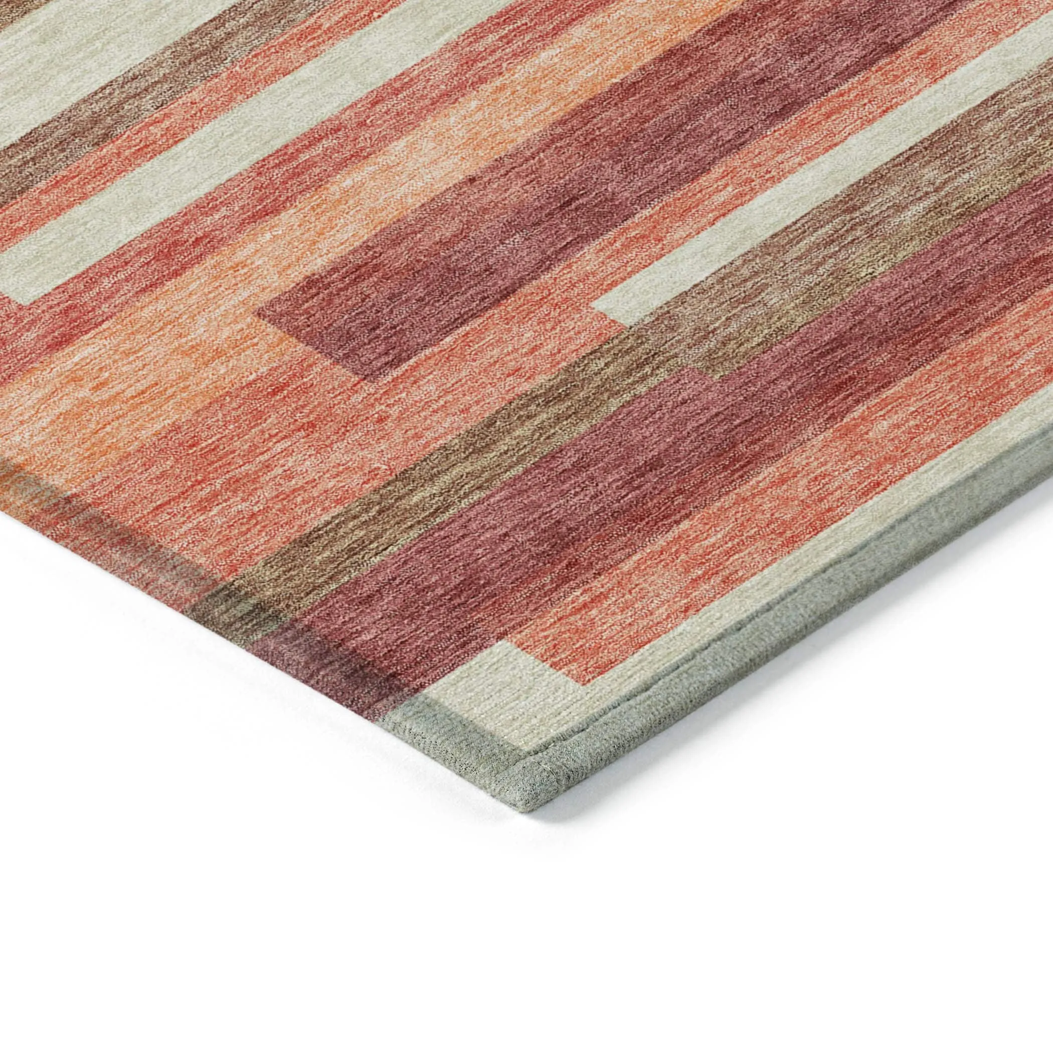 Machine Washable Indoor/ Outdoor Chantille Contempory Stripe Rug