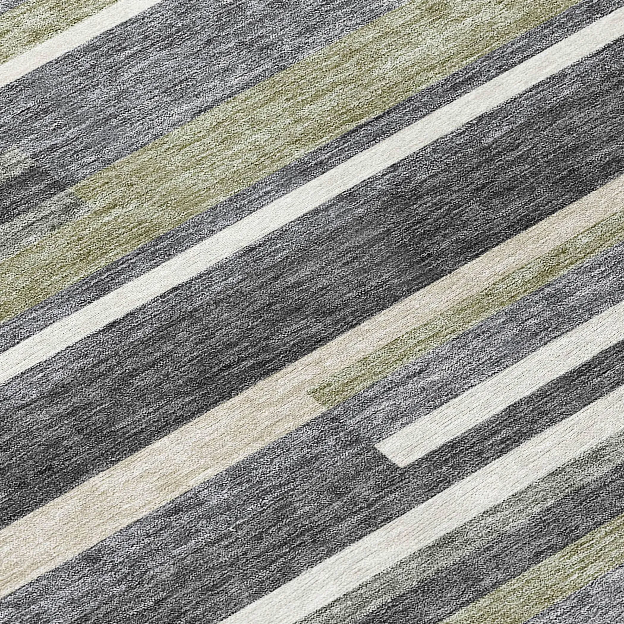 Machine Washable Indoor/ Outdoor Chantille Contempory Stripe Rug