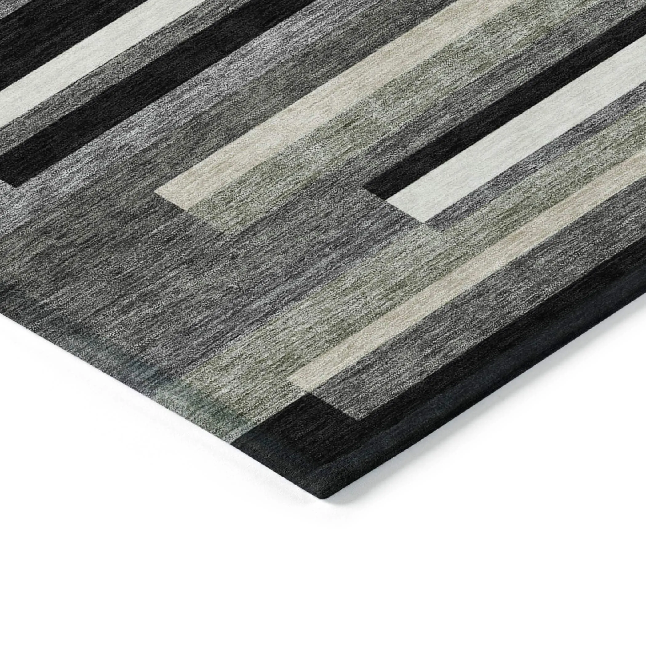 Machine Washable Indoor/ Outdoor Chantille Contempory Stripe Rug