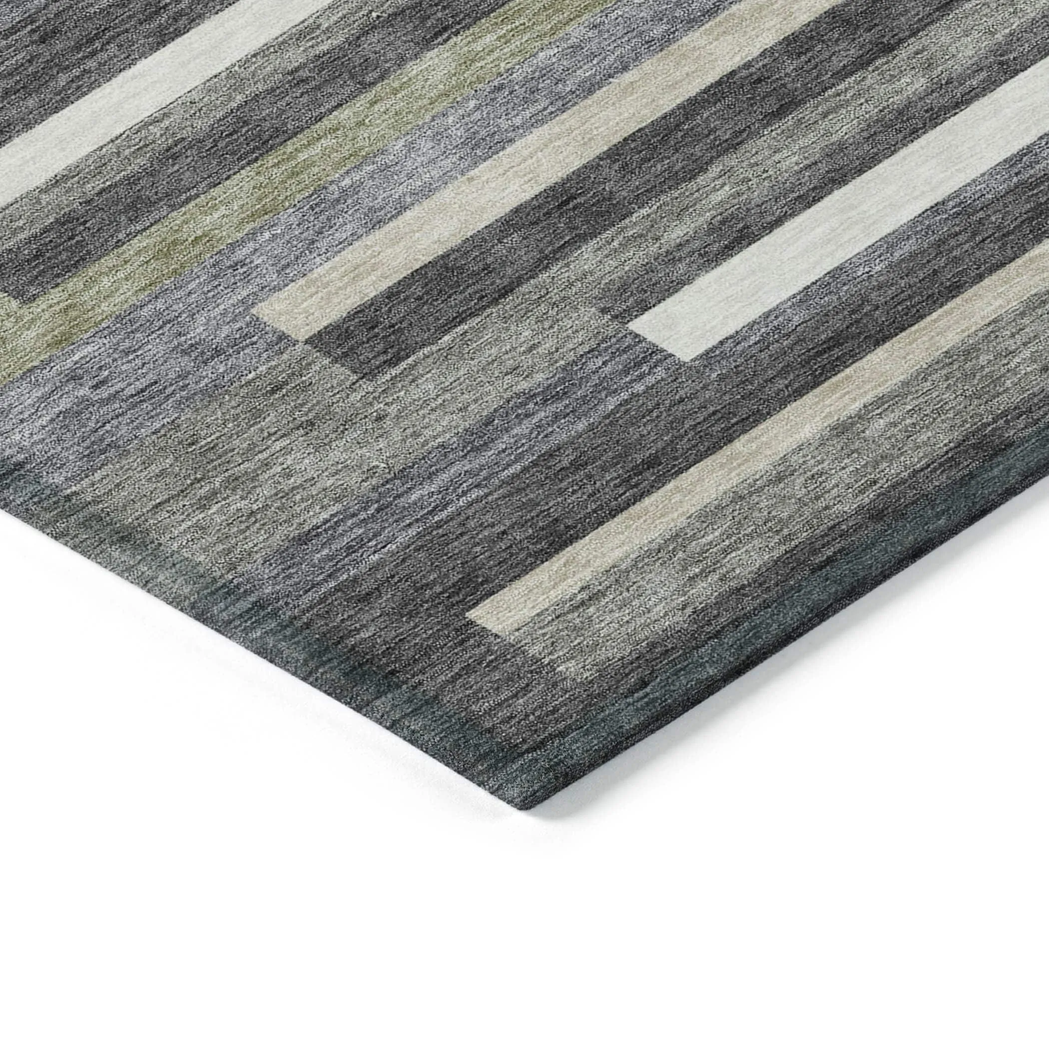 Machine Washable Indoor/ Outdoor Chantille Contempory Stripe Rug