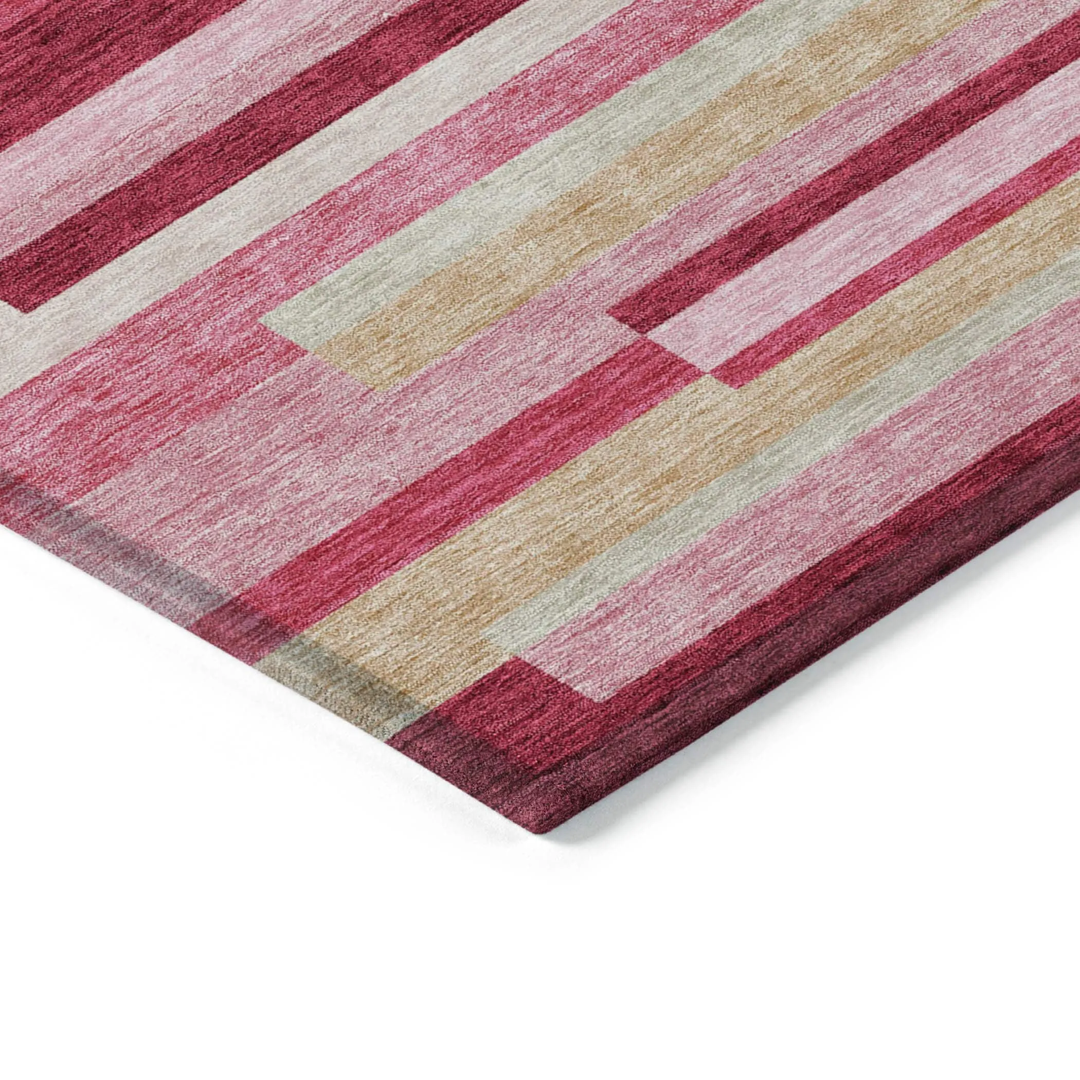 Machine Washable Indoor/ Outdoor Chantille Contempory Stripe Rug