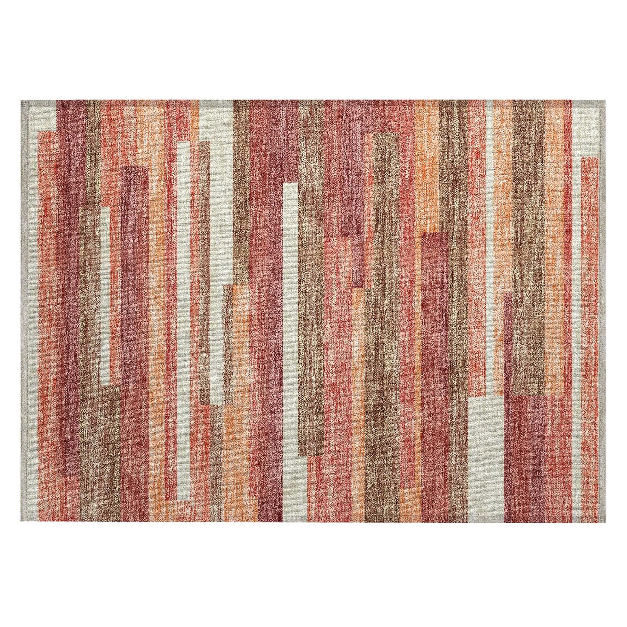 Machine Washable Indoor/ Outdoor Chantille Contempory Stripe Rug