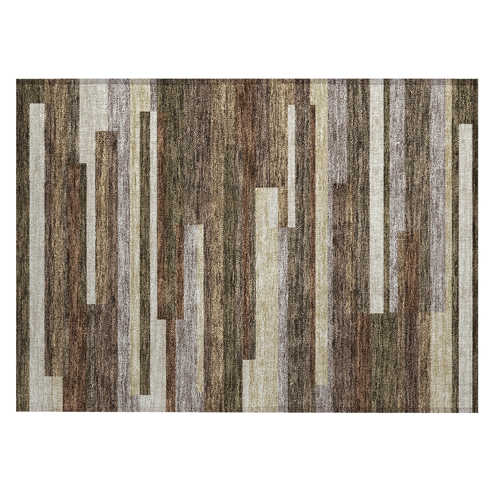 Machine Washable Indoor/ Outdoor Chantille Contempory Stripe Rug