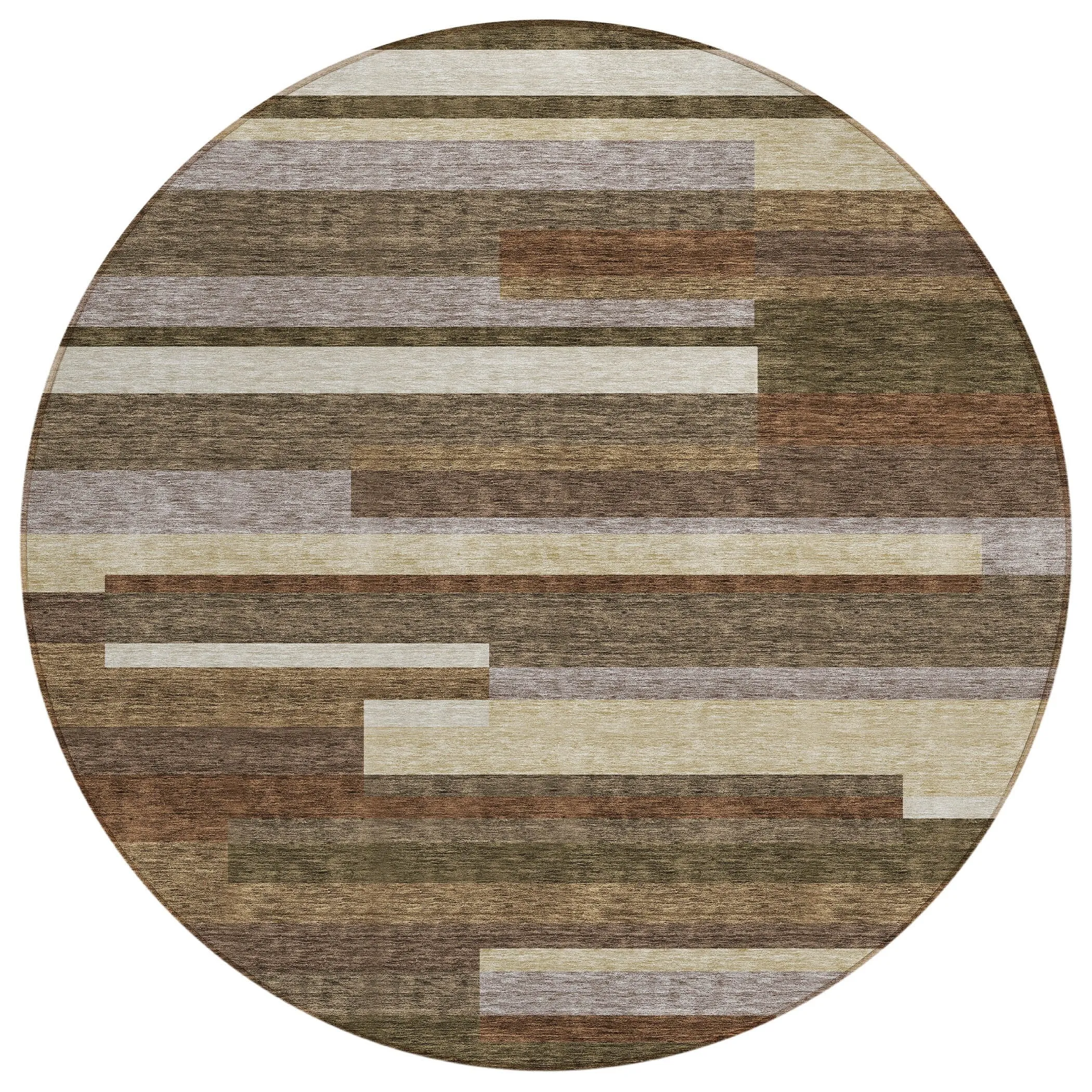 Machine Washable Indoor/ Outdoor Chantille Contempory Stripe Rug