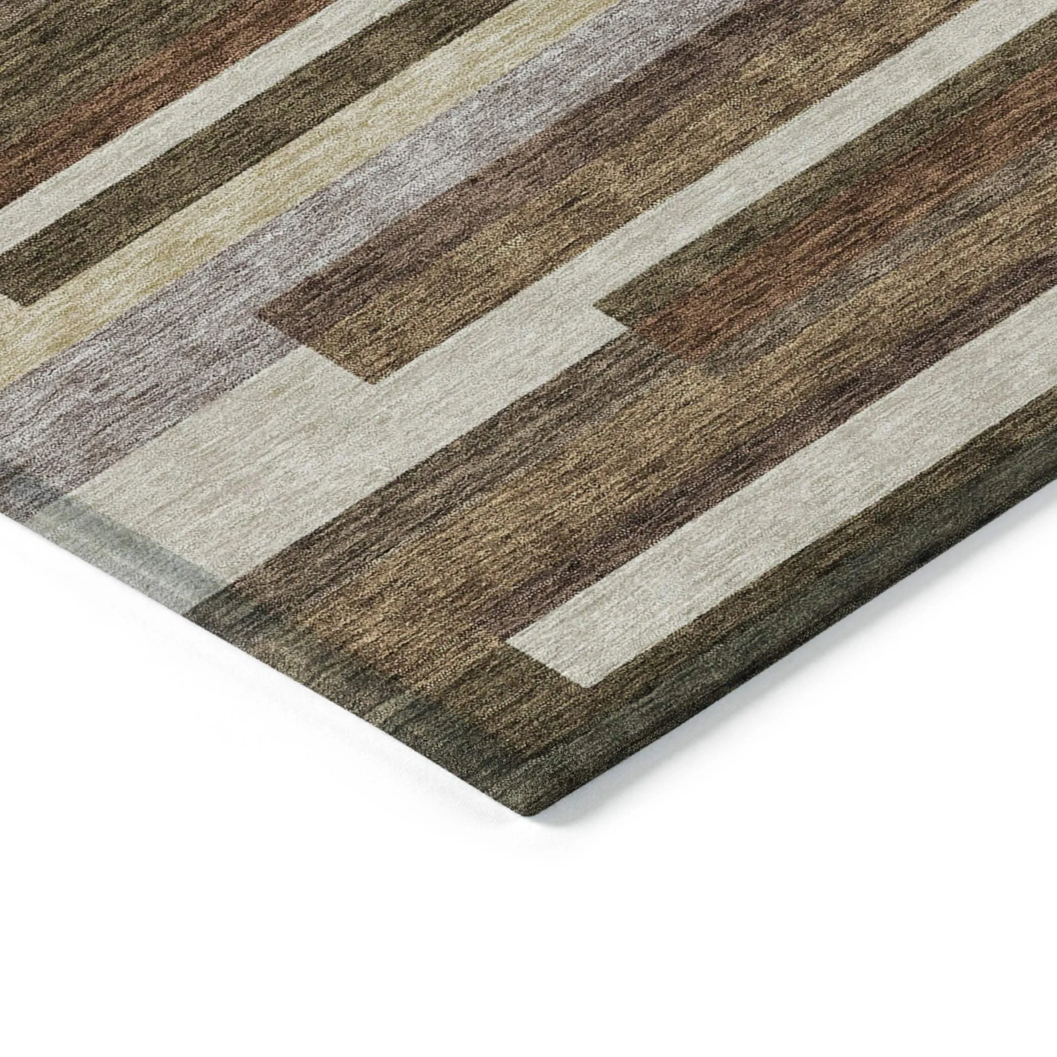 Machine Washable Indoor/ Outdoor Chantille Contempory Stripe Rug