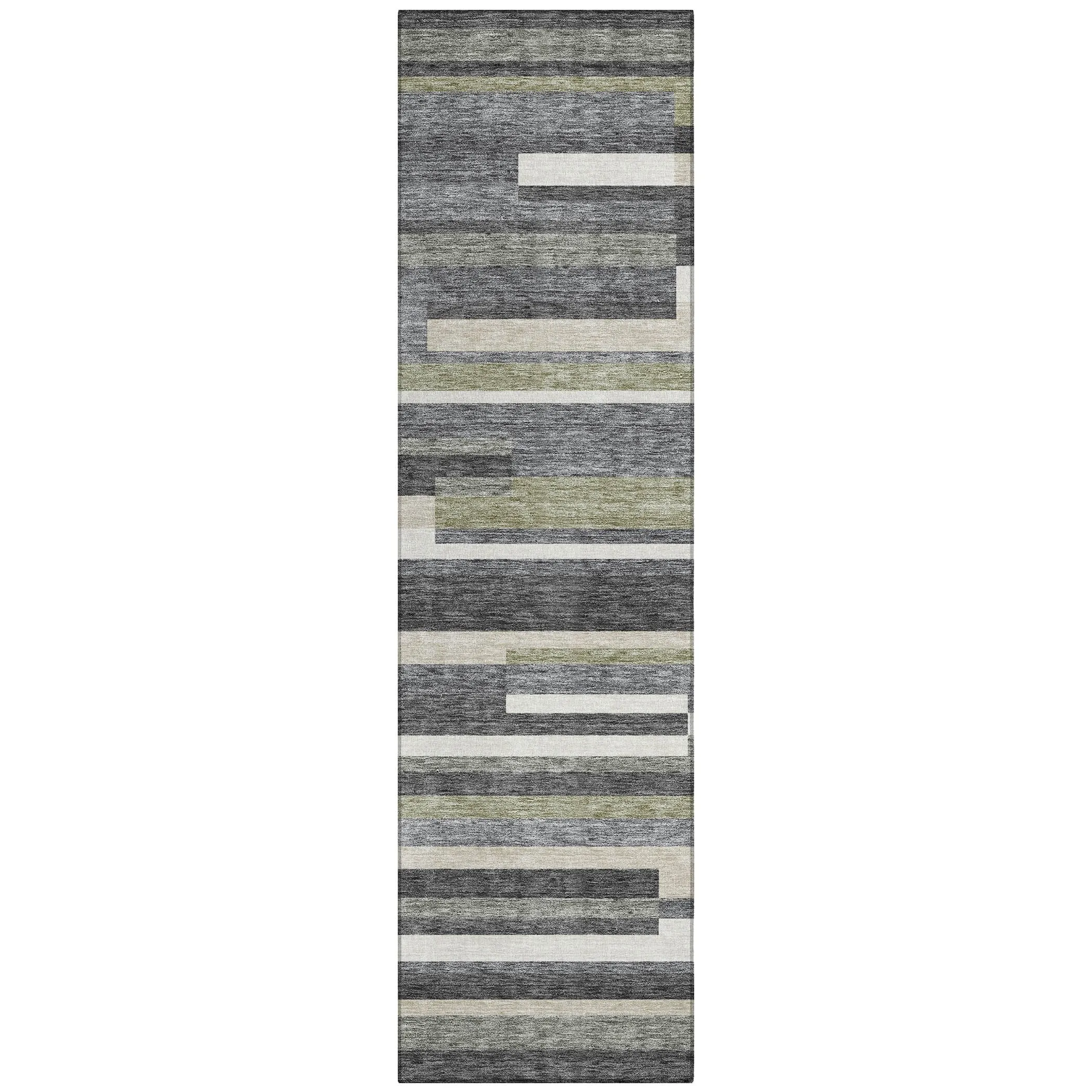 Machine Washable Indoor/ Outdoor Chantille Contempory Stripe Rug
