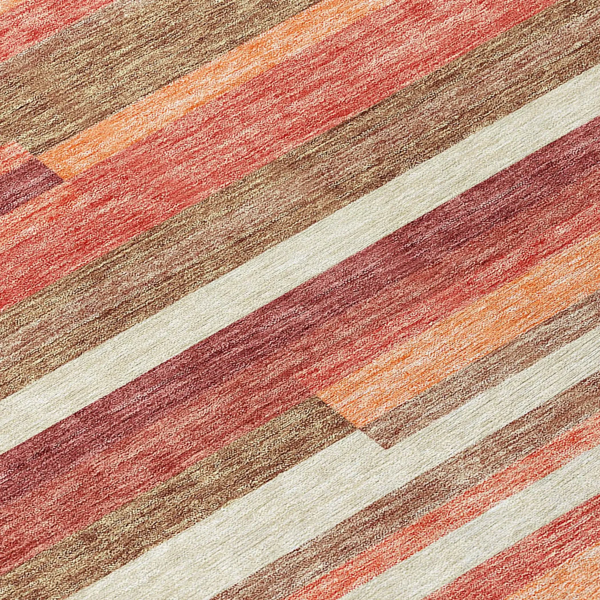 Machine Washable Indoor/ Outdoor Chantille Contempory Stripe Rug