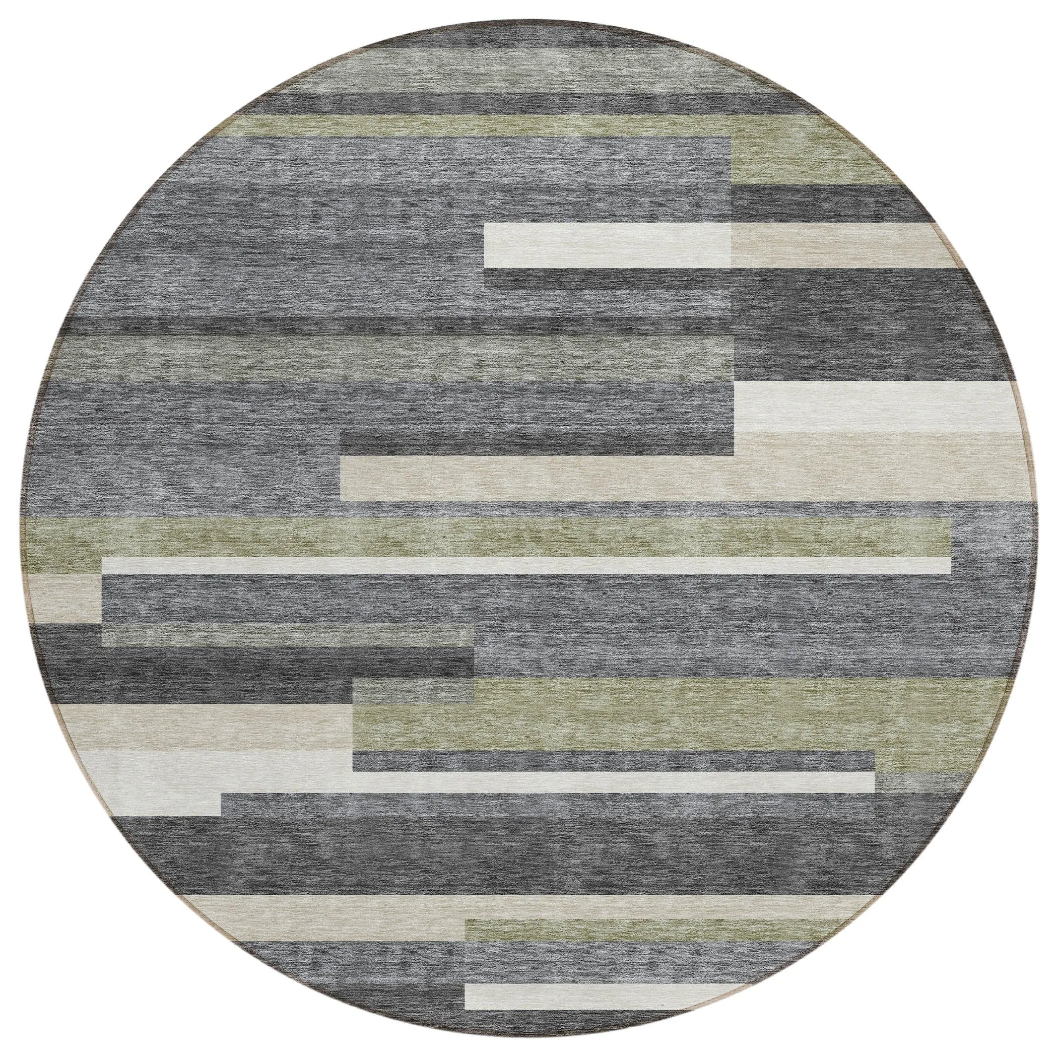 Machine Washable Indoor/ Outdoor Chantille Contempory Stripe Rug